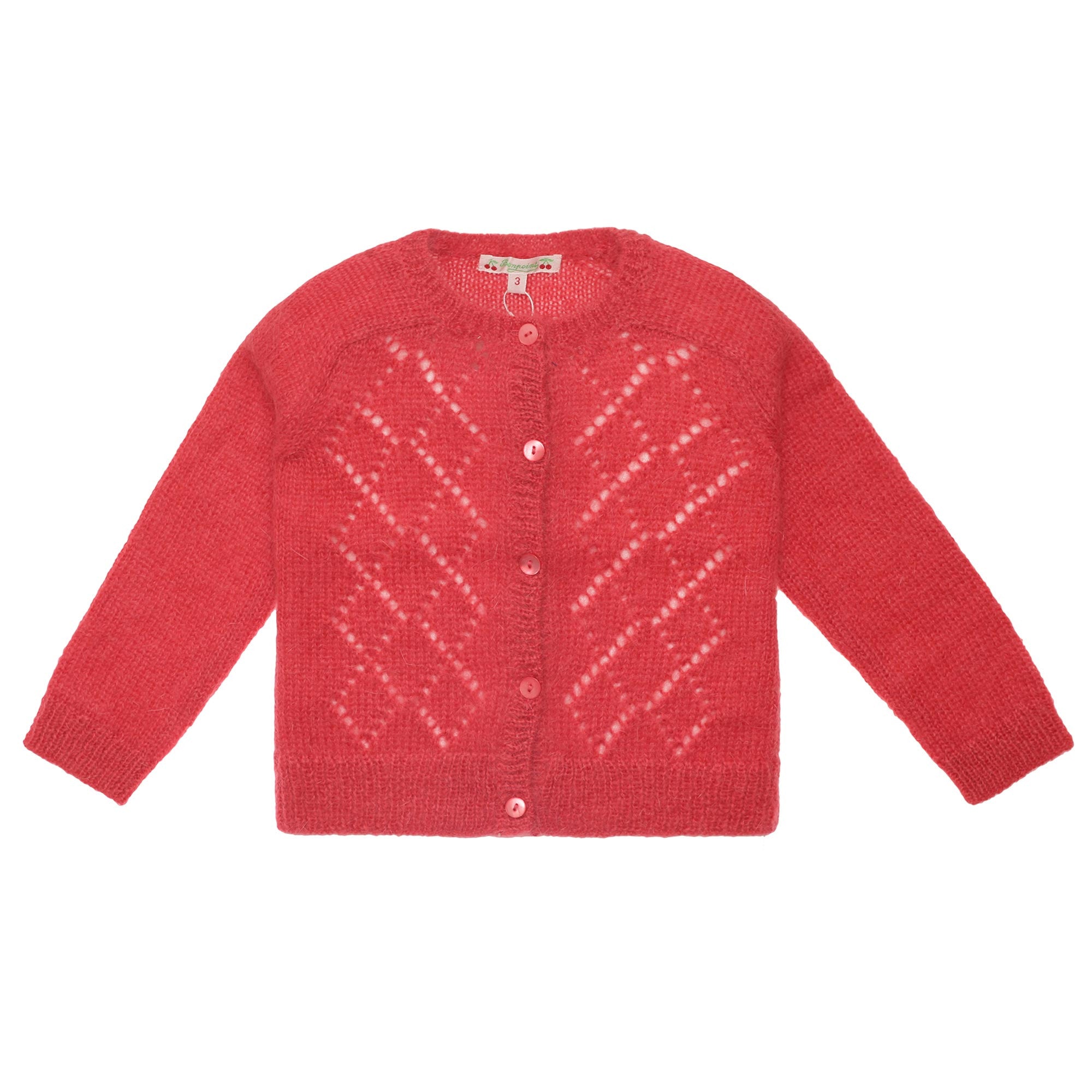 Girls Fuchsia Knitted Cardigan - CÉMAROSE | Children's Fashion Store - 1
