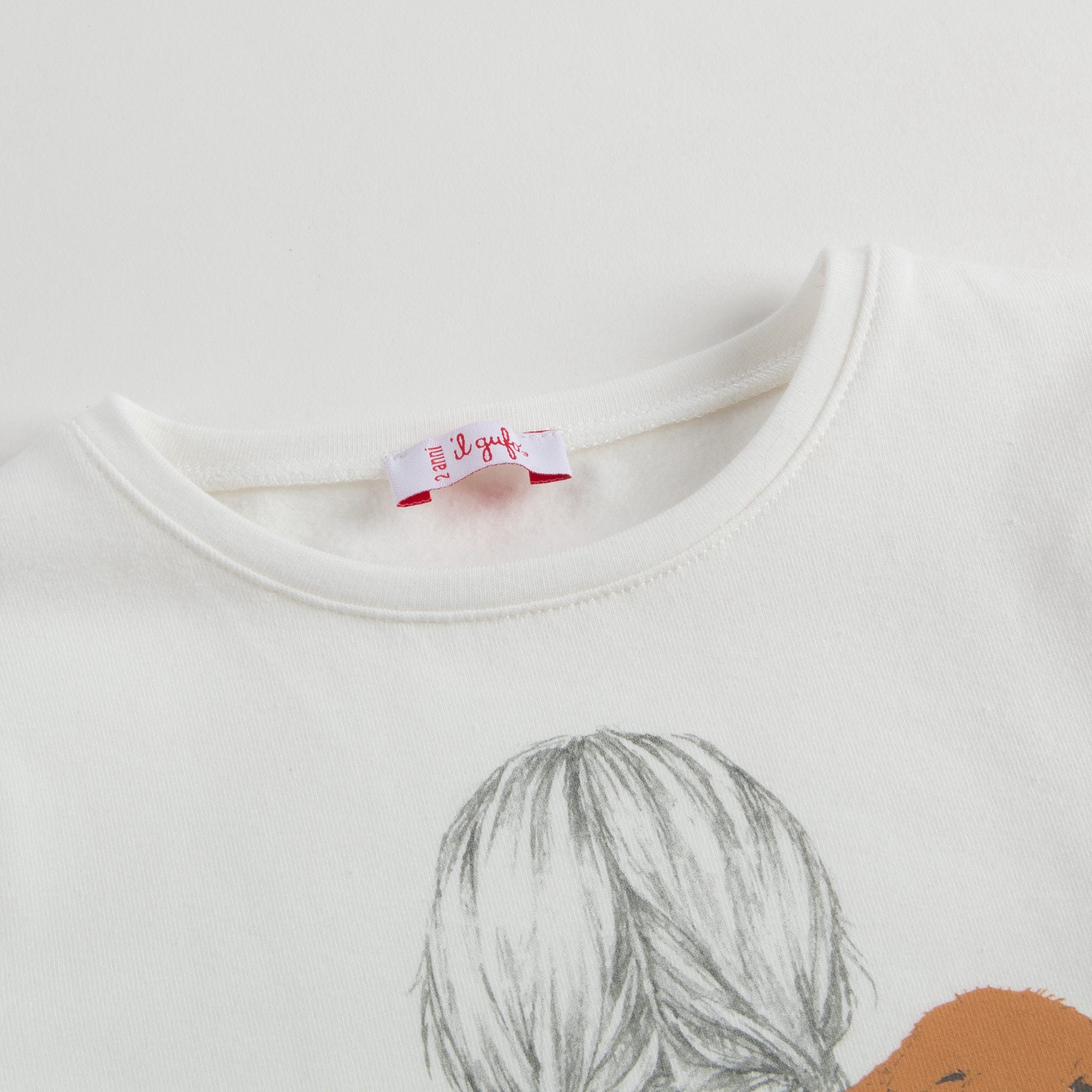 Girls Ivory Cotton T-shirt with Yellow Bow
