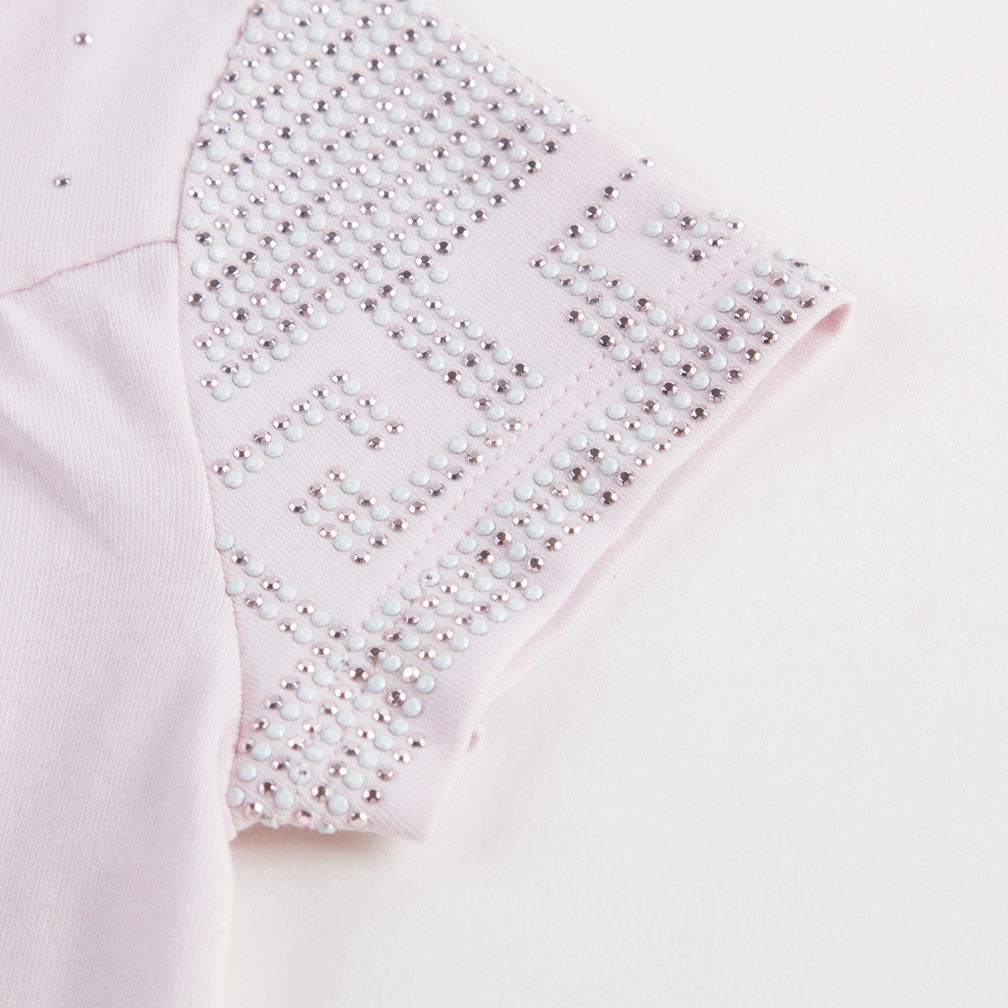 Baby Girls Pink Cotton Blouse With Gold Rhinestone Trims