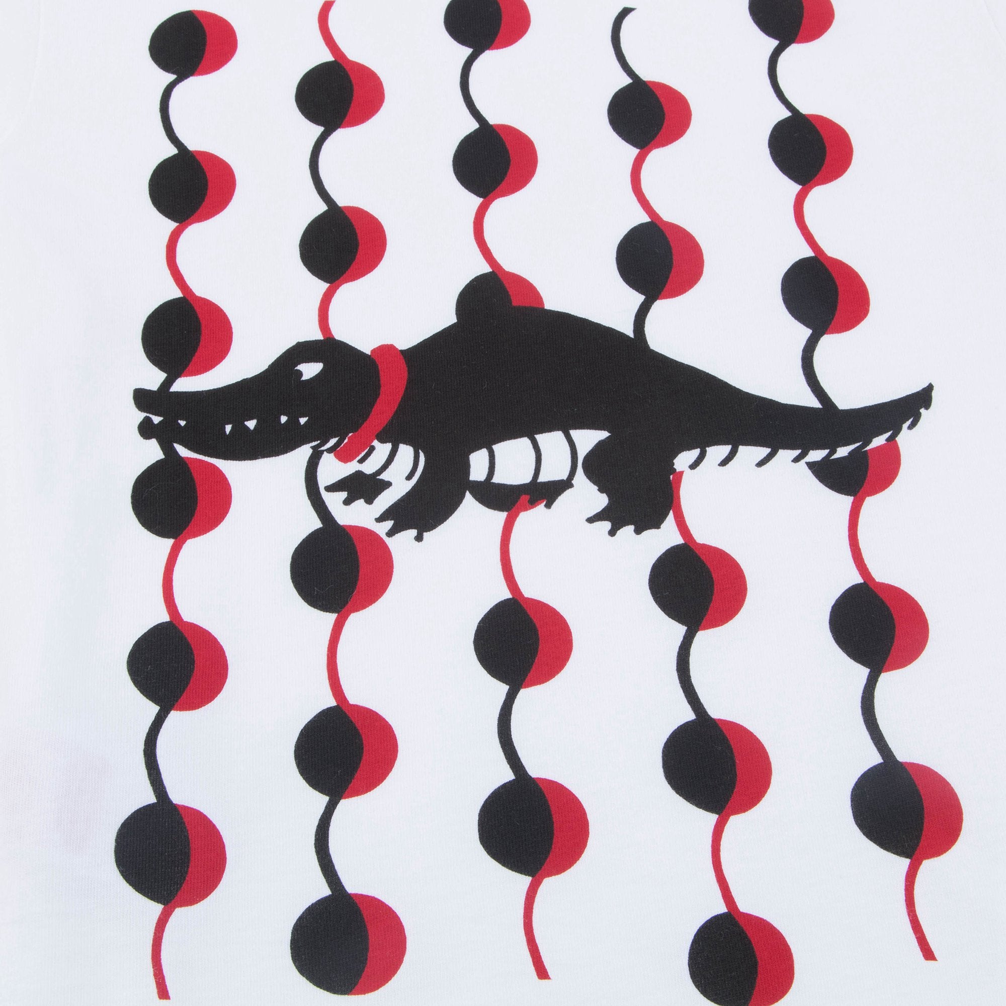 Girls White & Flame Red Cotton T-shirt
