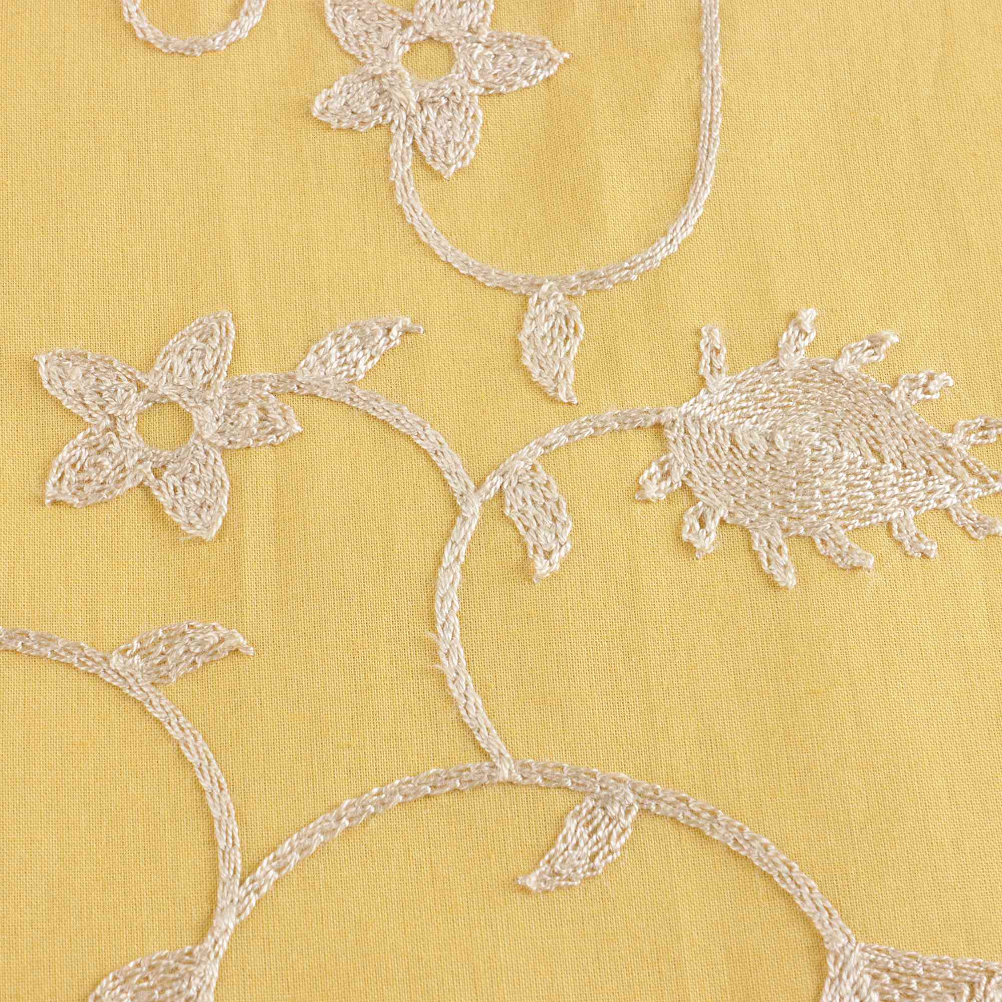 Girls Yellow Embroidered Cotton Dress
