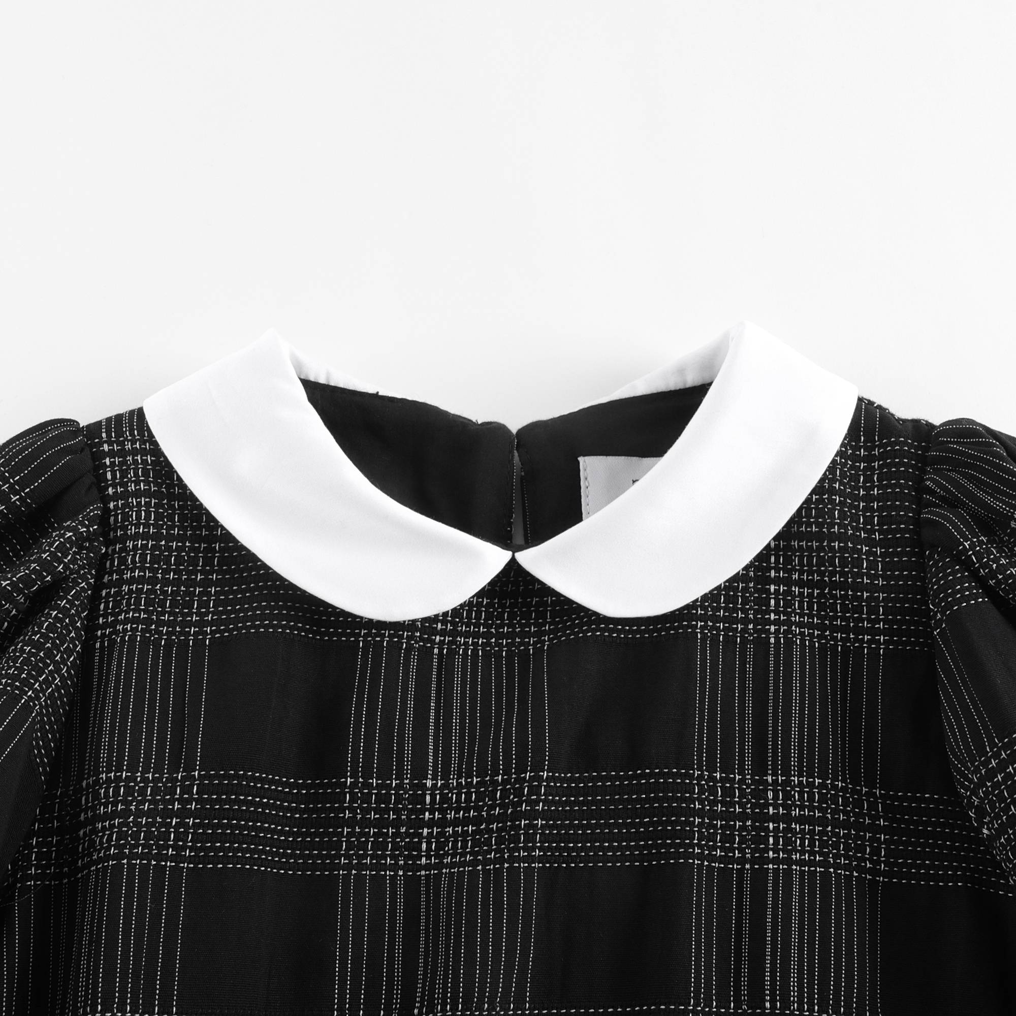 Girls Black Check Cotton Dress