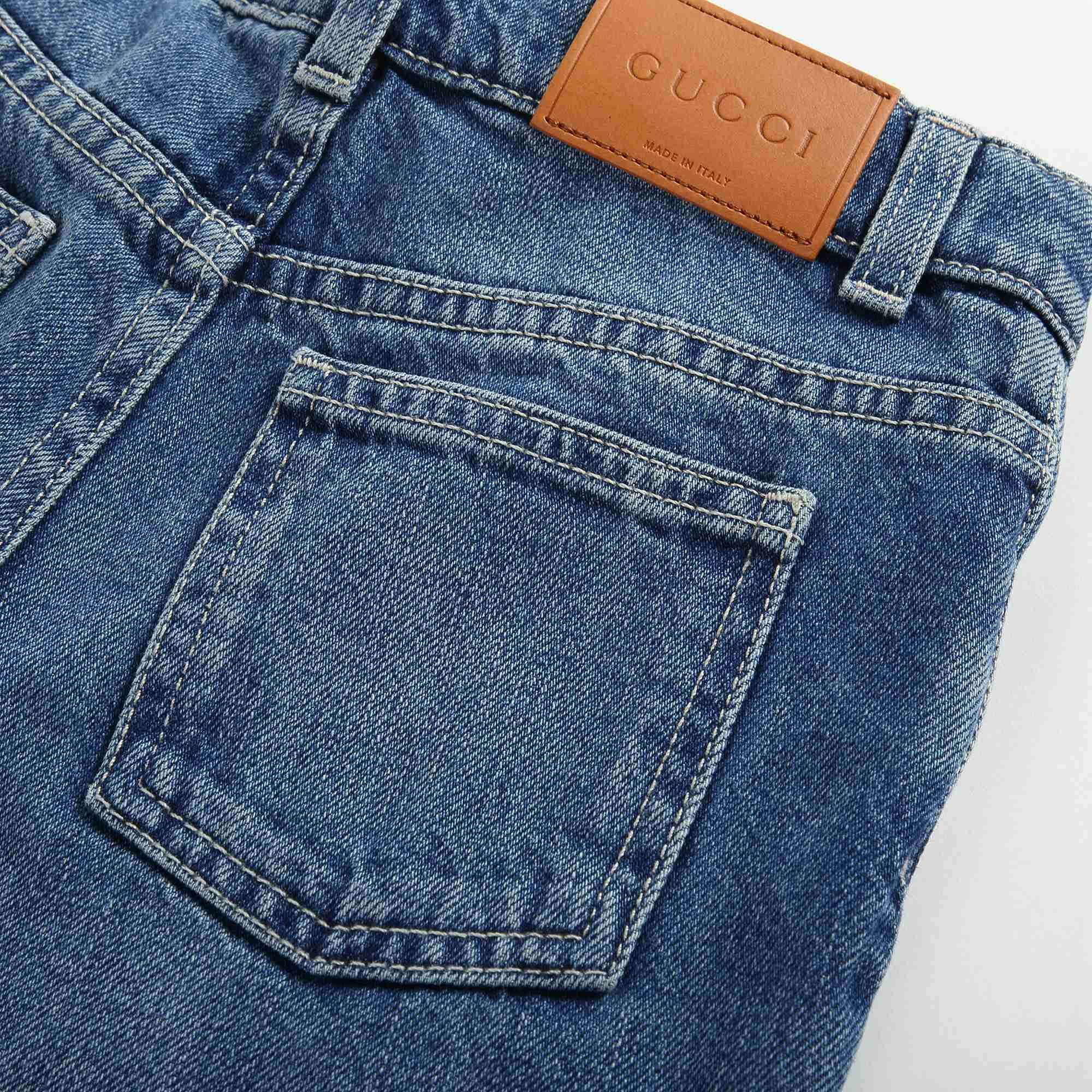 Girls Denim Blue Cotton Trousers