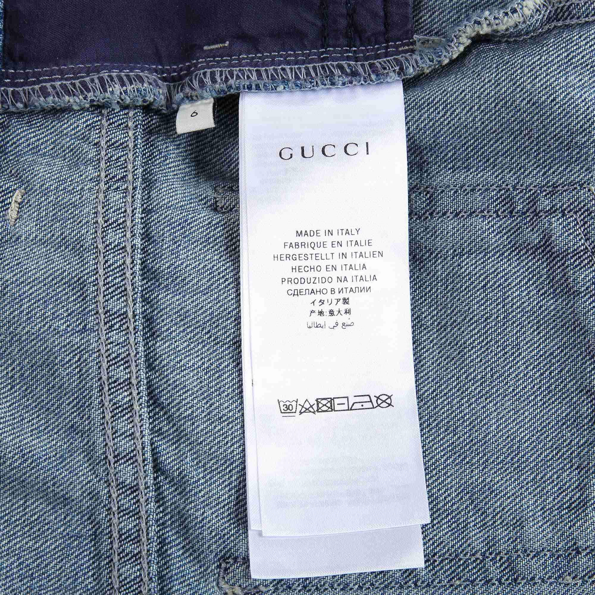 Girls Denim Blue Cotton Trousers