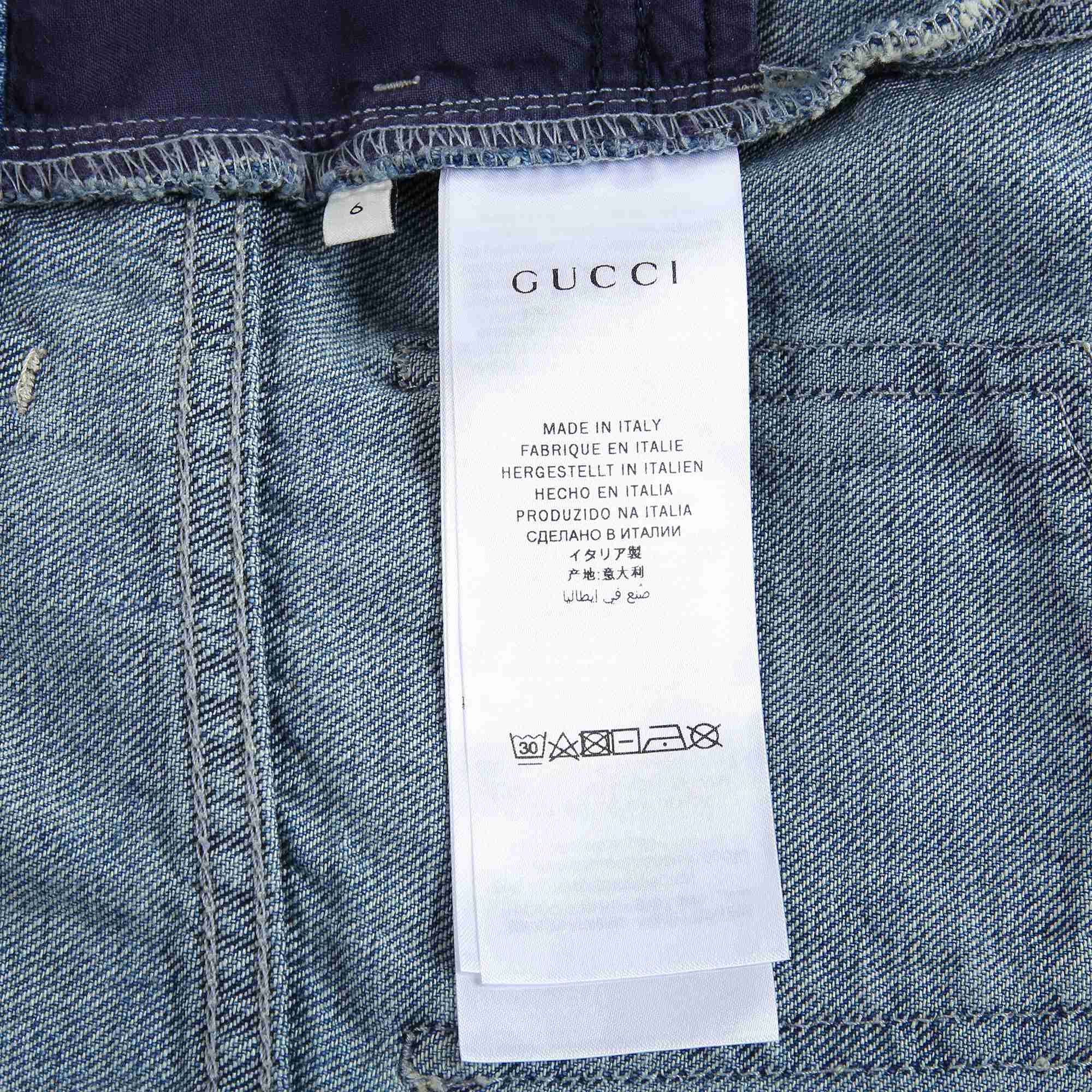 Girls Denim Blue Cotton Trousers