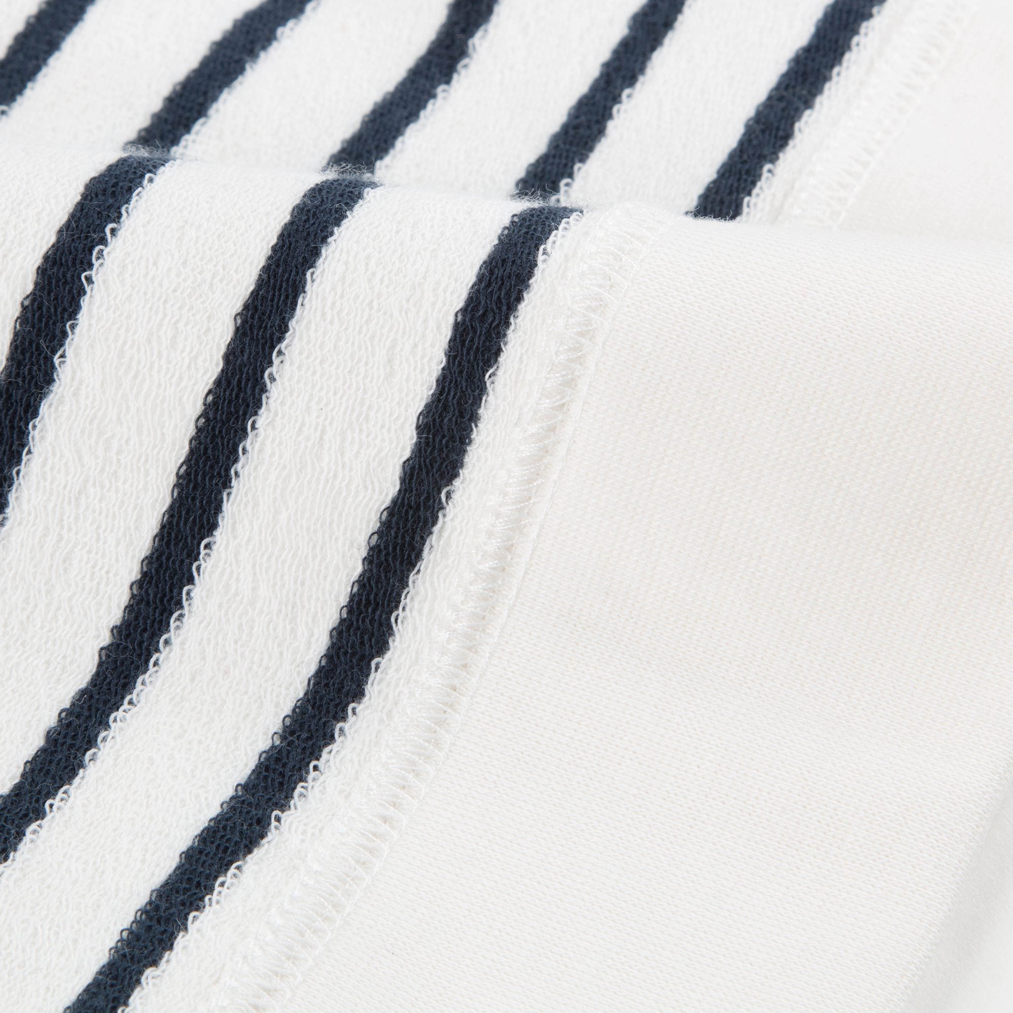 Girls Off White & Navy Small Stripes Sweatshirt