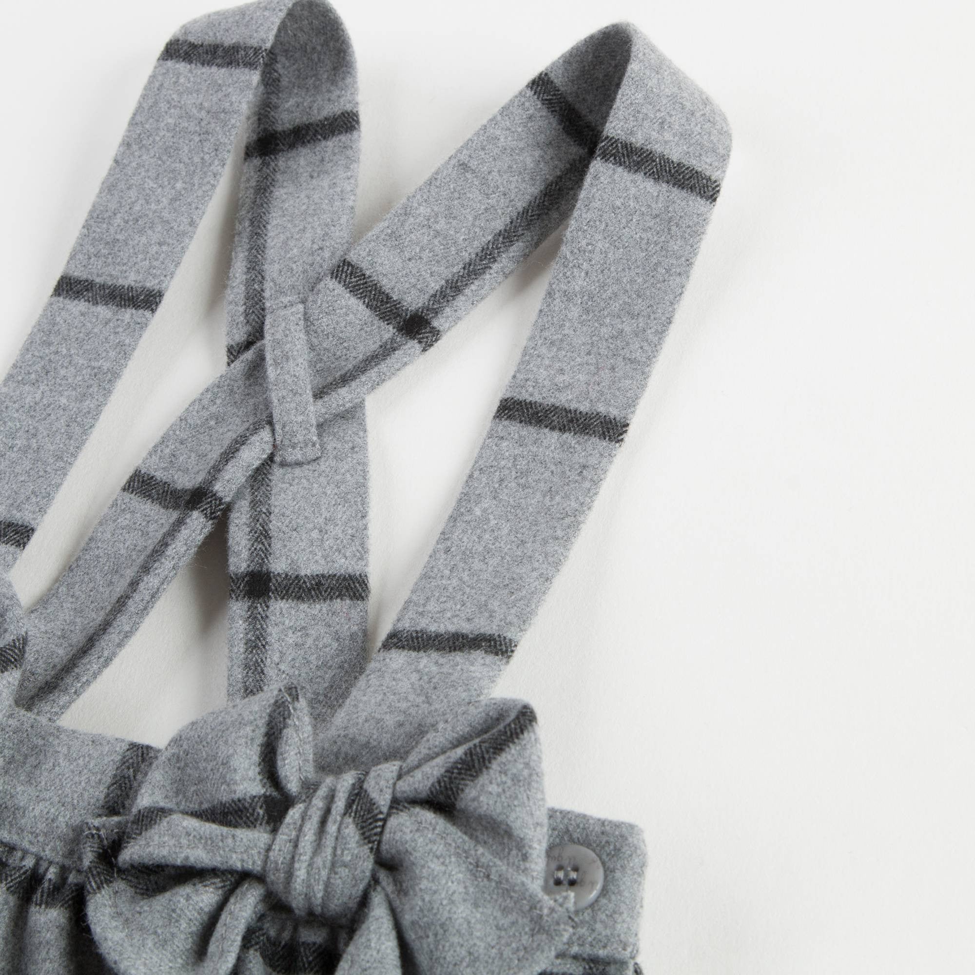 Baby Girls Grey Checked Skirt With Bow