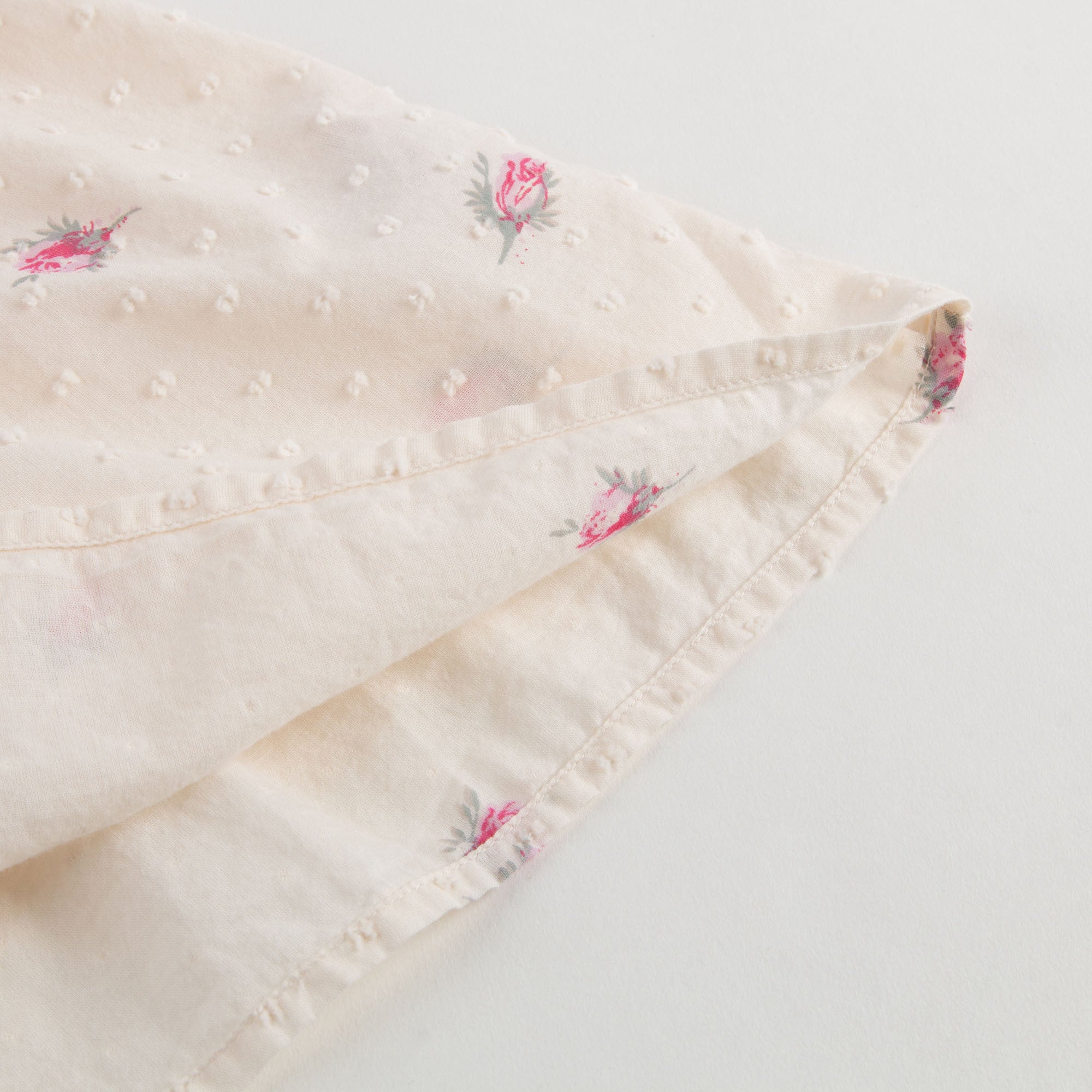 Girls Lvory With Pink Flowers Blouse