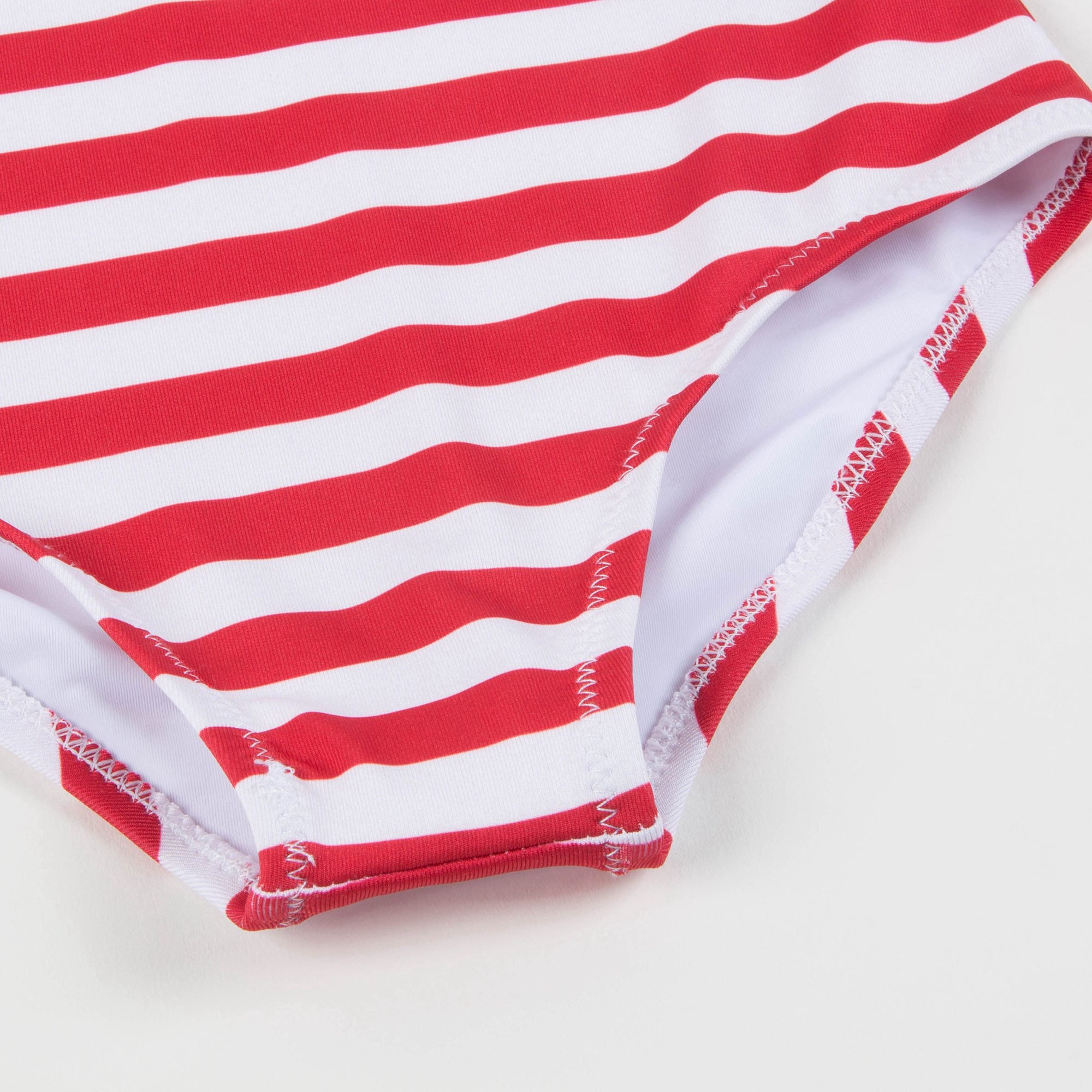 Girls Red Striped Bathing Suit