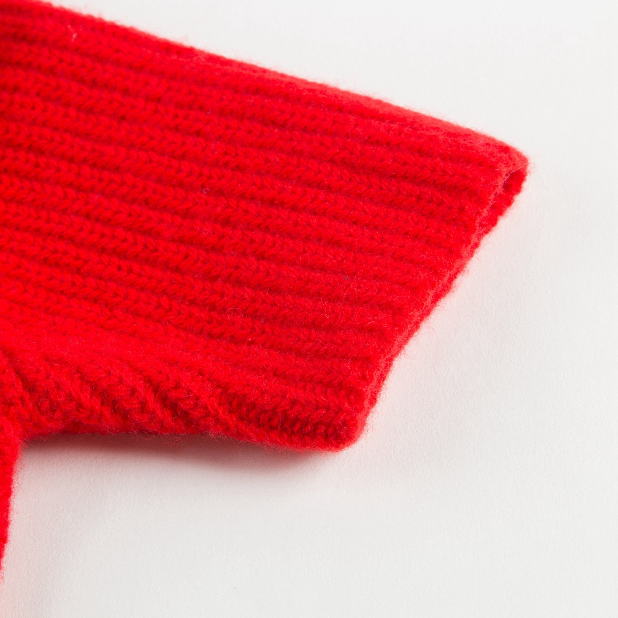 Girls Red Wool Cardigan With Flower Trims