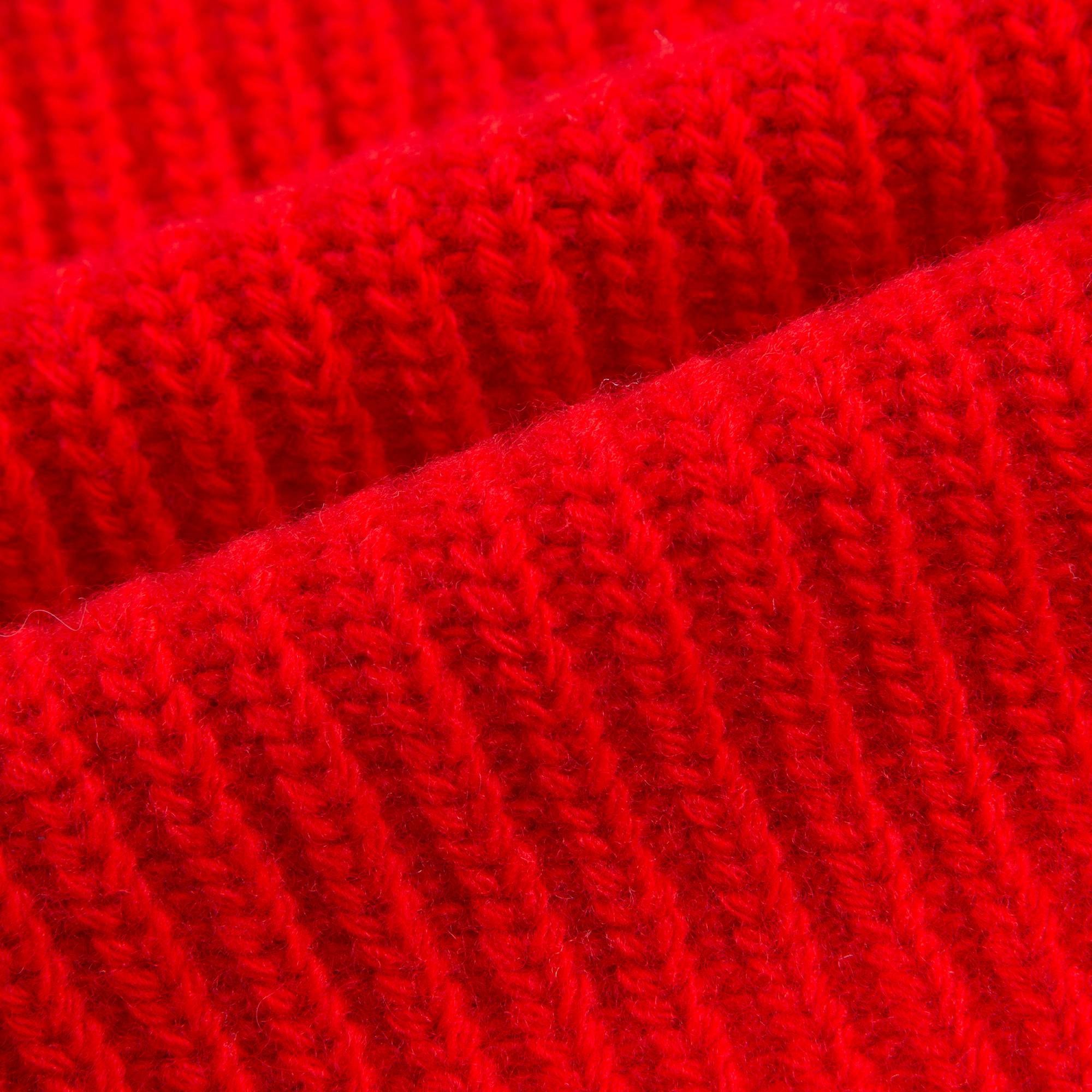 Girls Red Wool Cardigan With Flower Trims