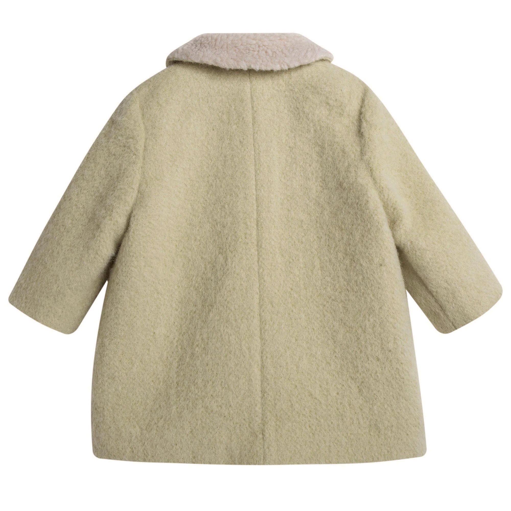Baby Light Green Fur Collar Wool Coat With Patch Pocket - CÉMAROSE | Children's Fashion Store - 8