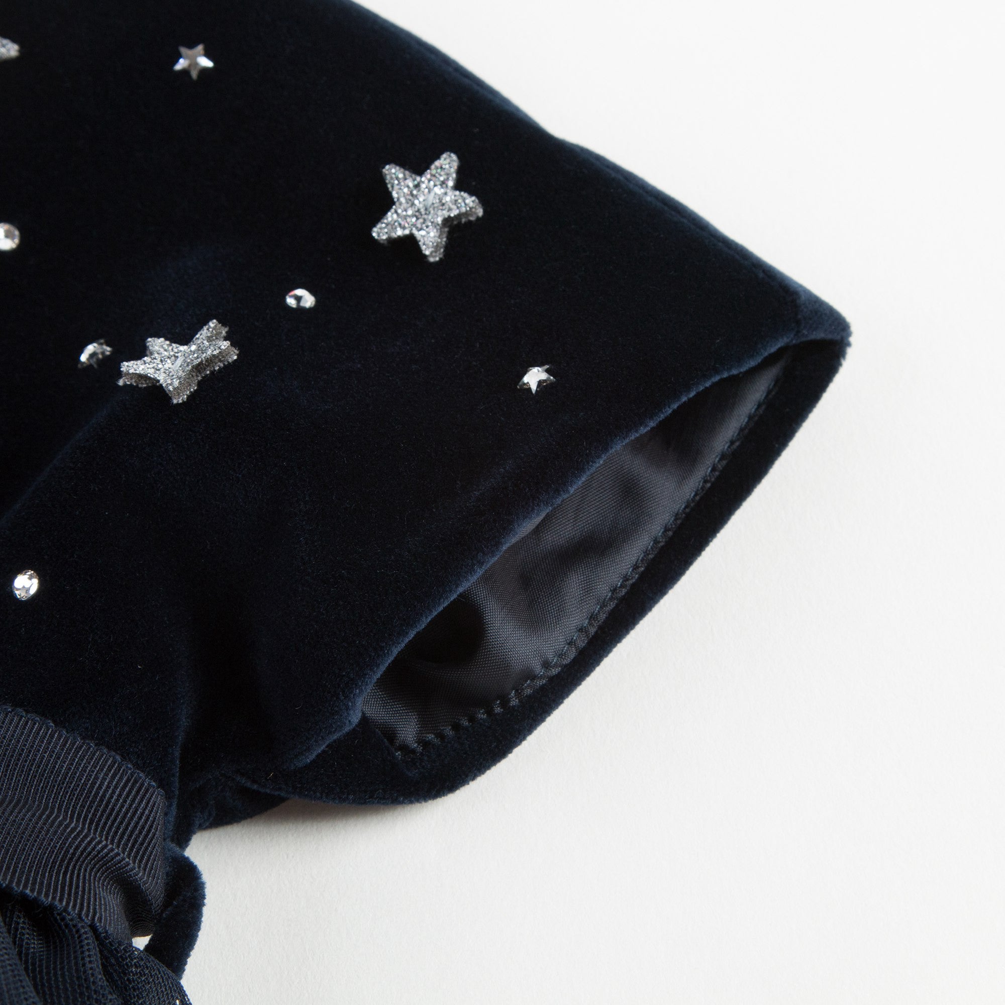 Girls Navy Blue Dress With Star Trims