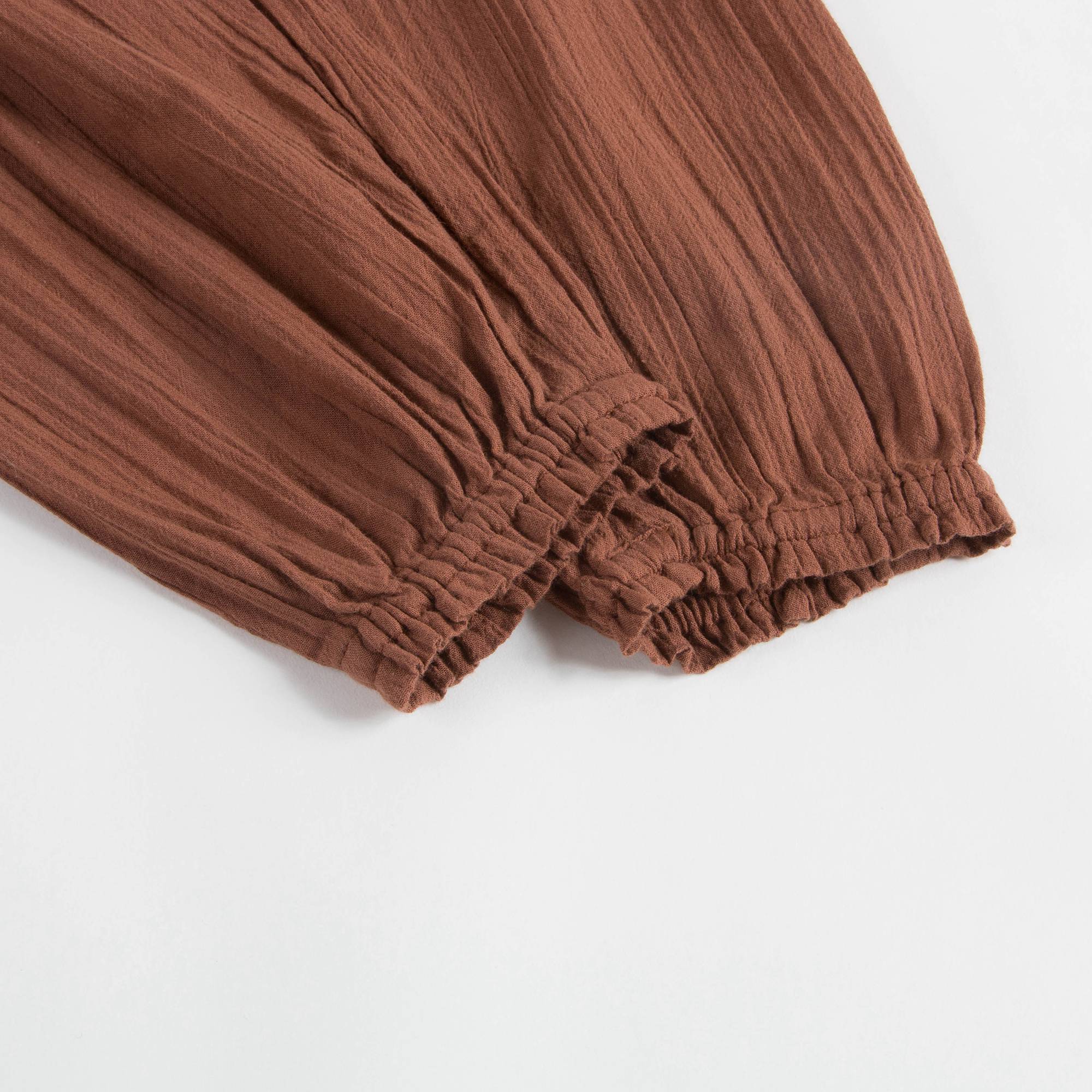 Girls Chocolate Brown Cotton Trousers