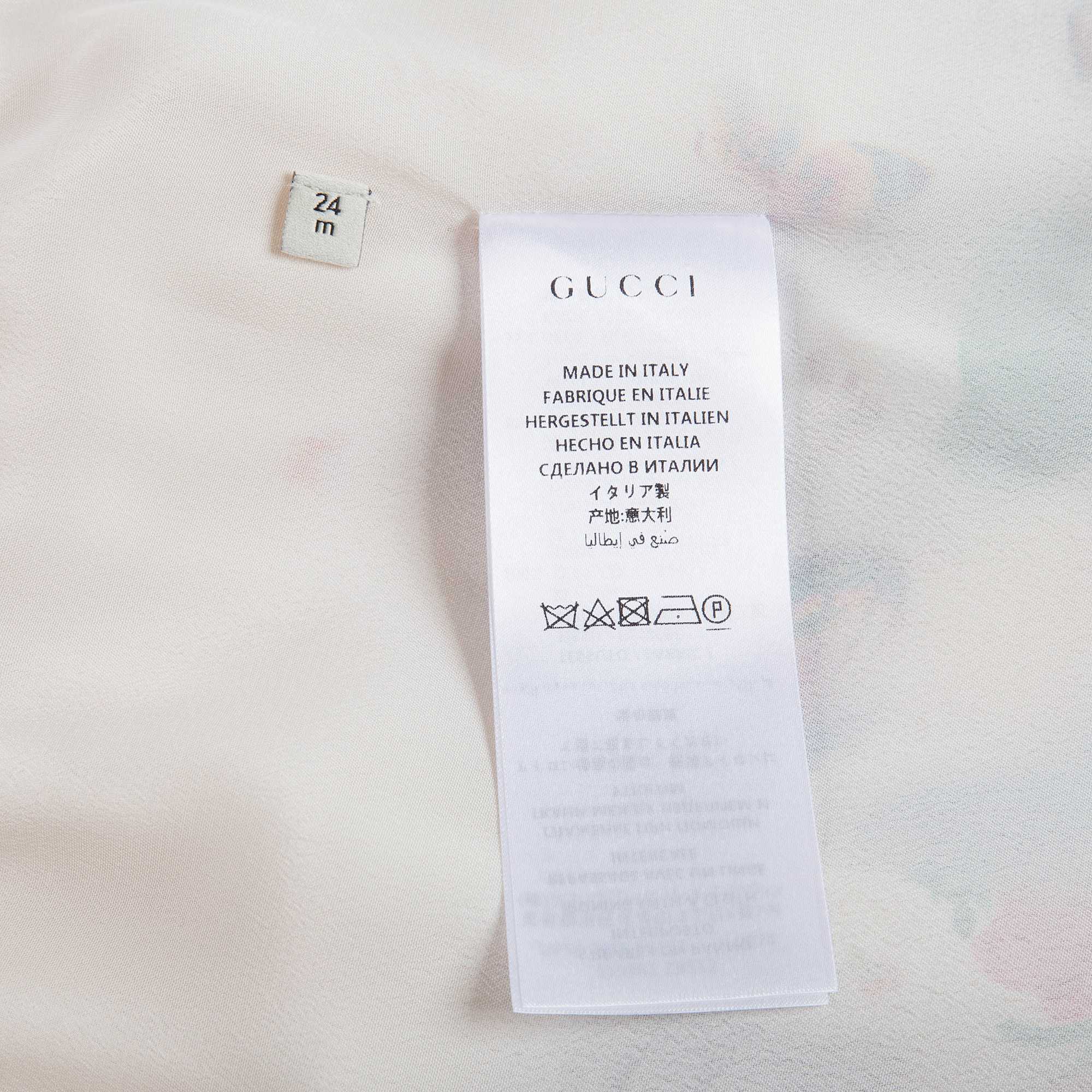Baby Girls Beige Printed Silk Dress
