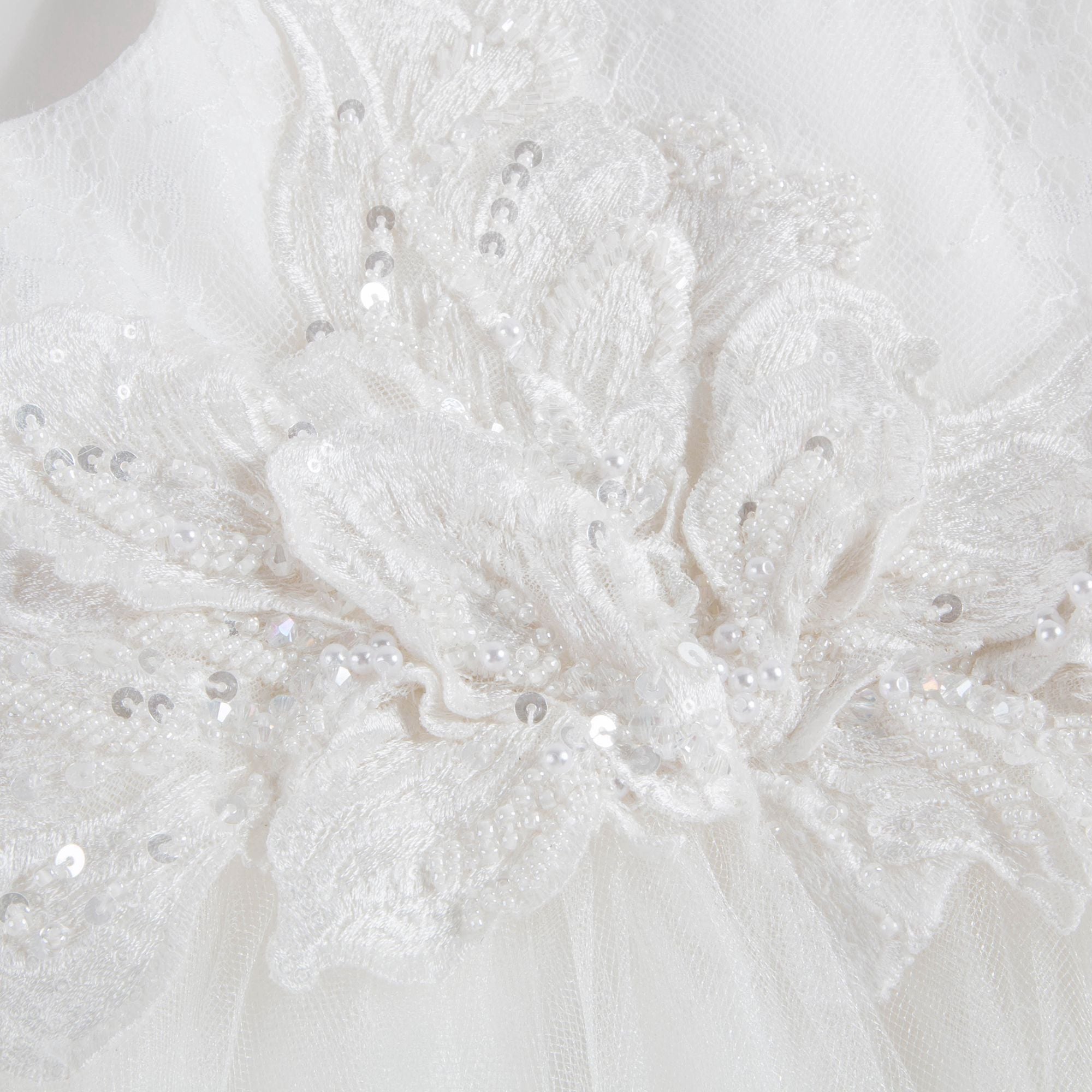 Girls White Embroidered Luxe Dress