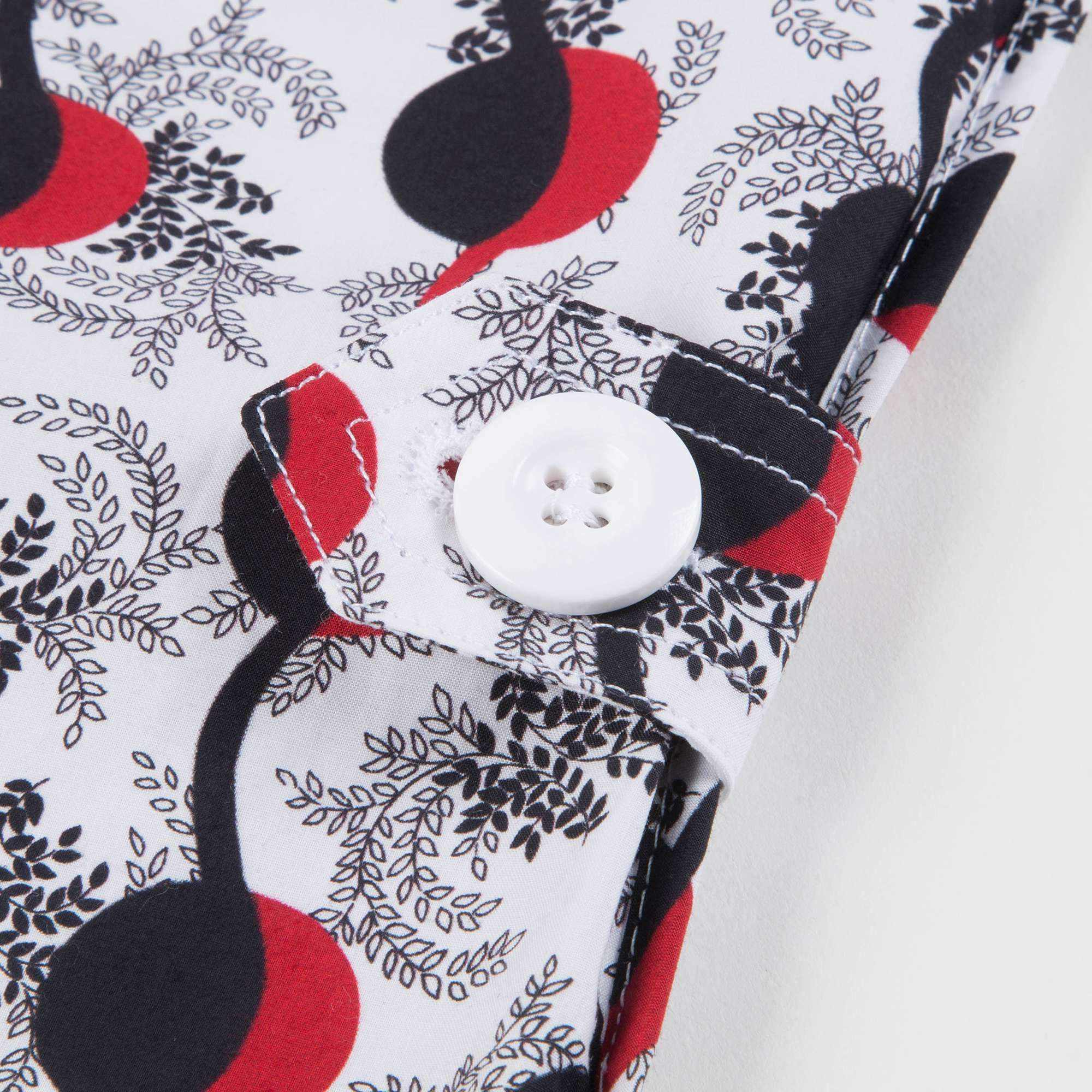 Girls White Printed Cotton Dress
