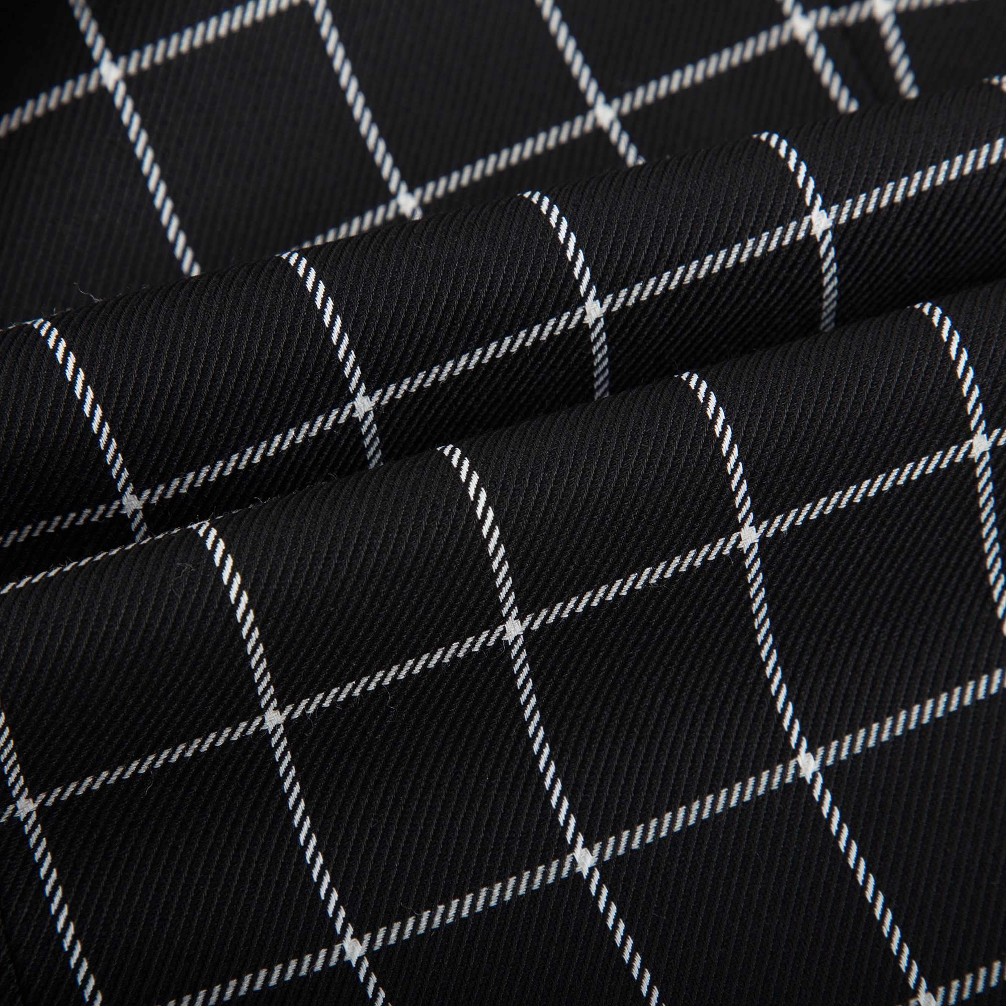 Boys Black & White Check Cotton Coat