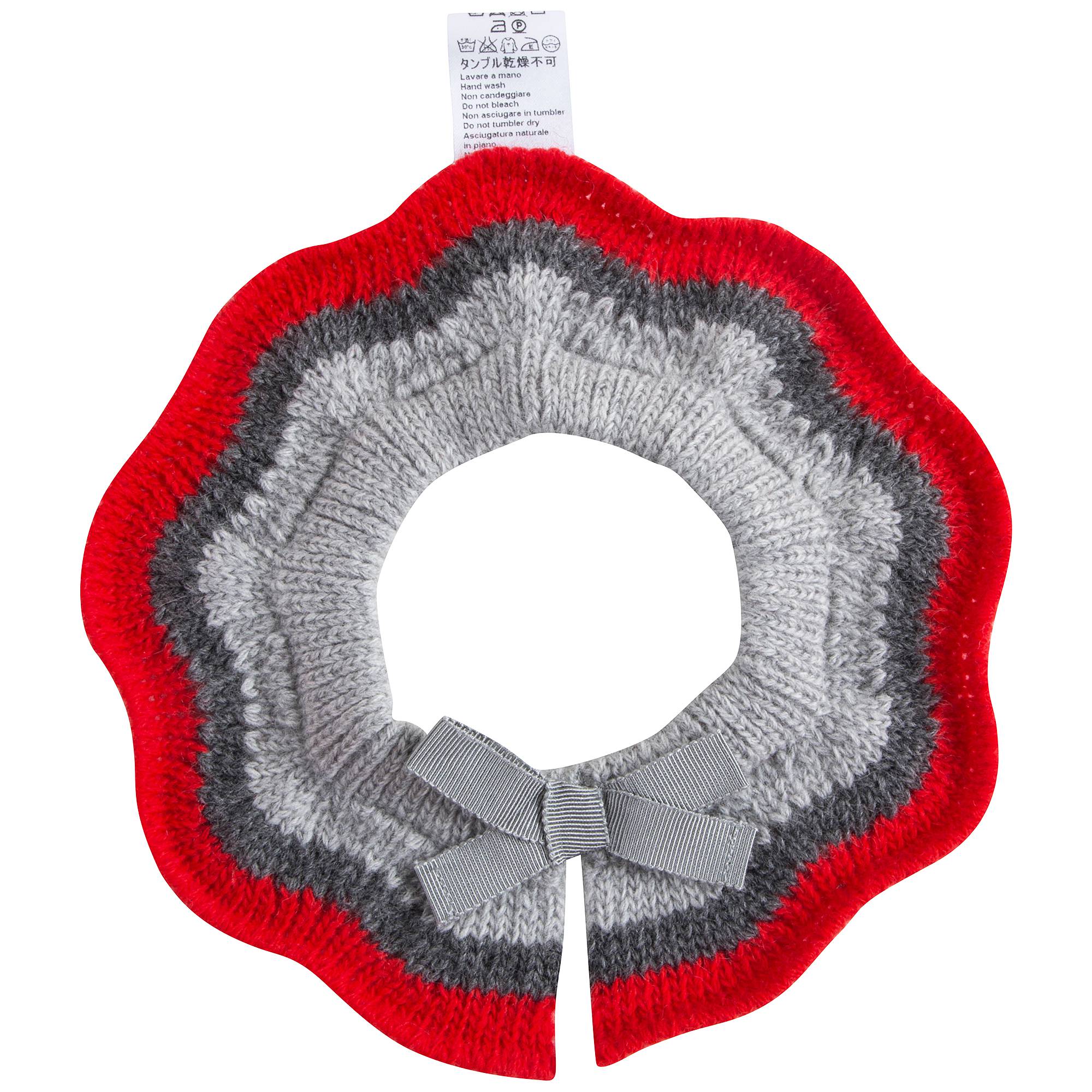 Girls Red & Grey Detachable Collar