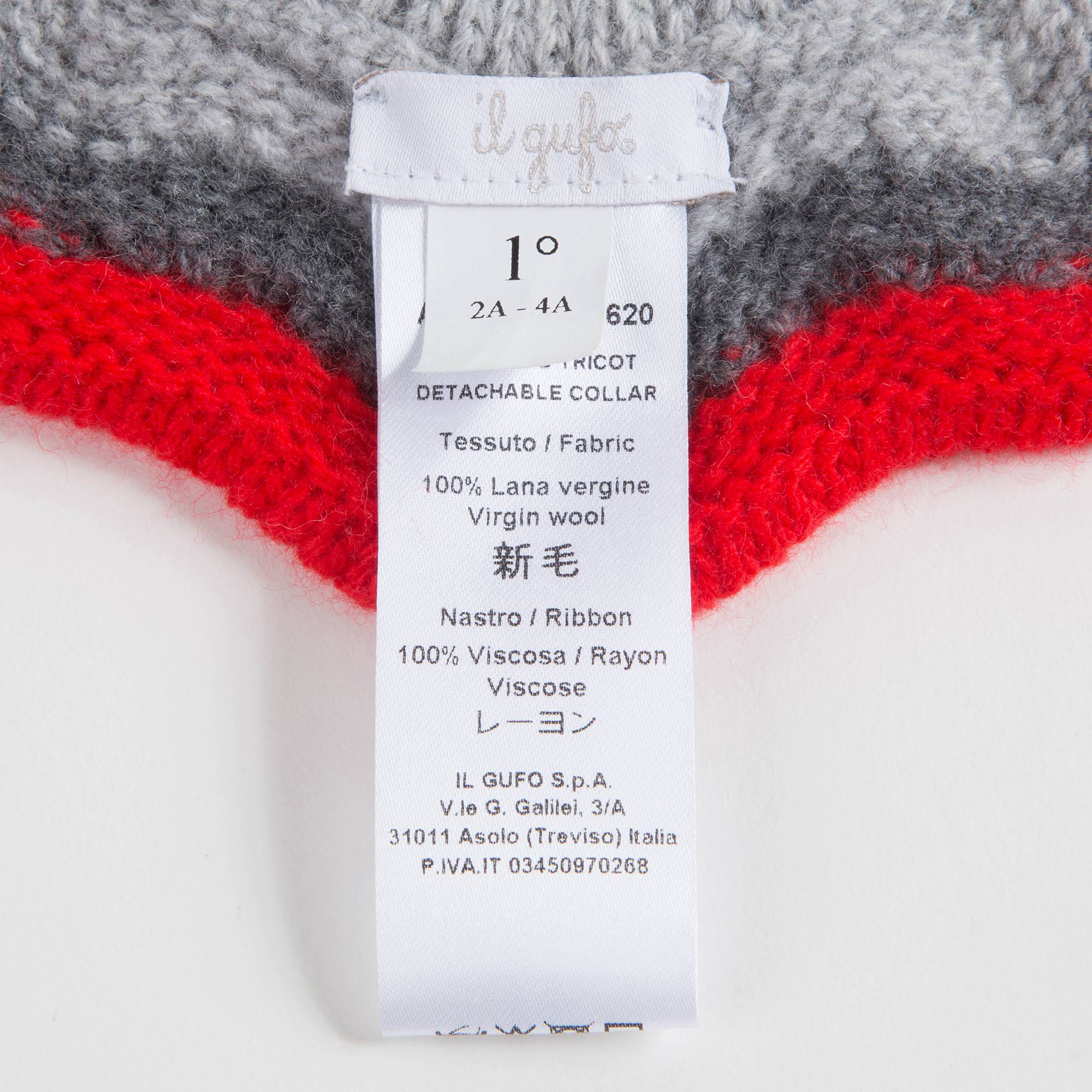 Girls Red & Grey Detachable Collar