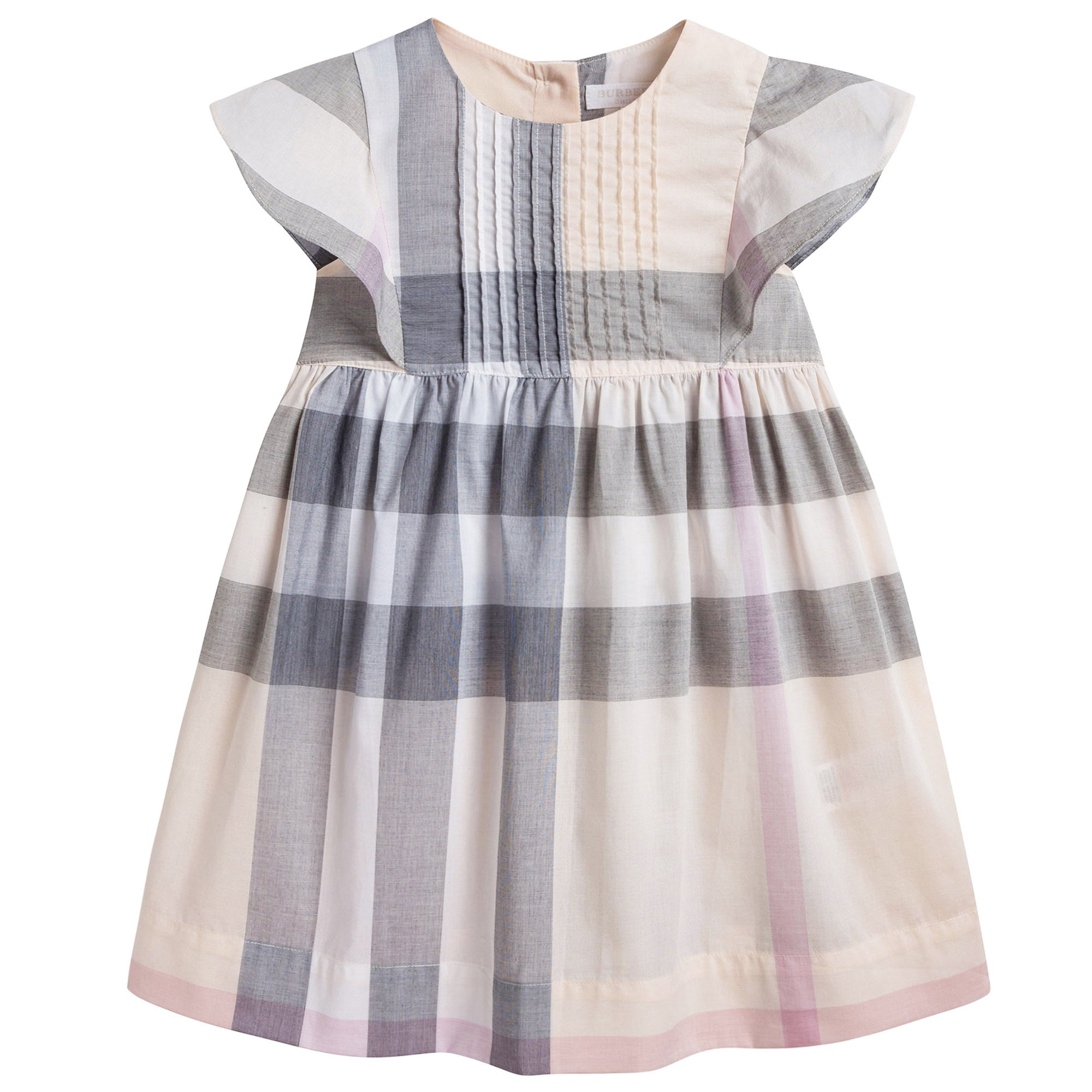 Girls Apricot Check Cotton Dress