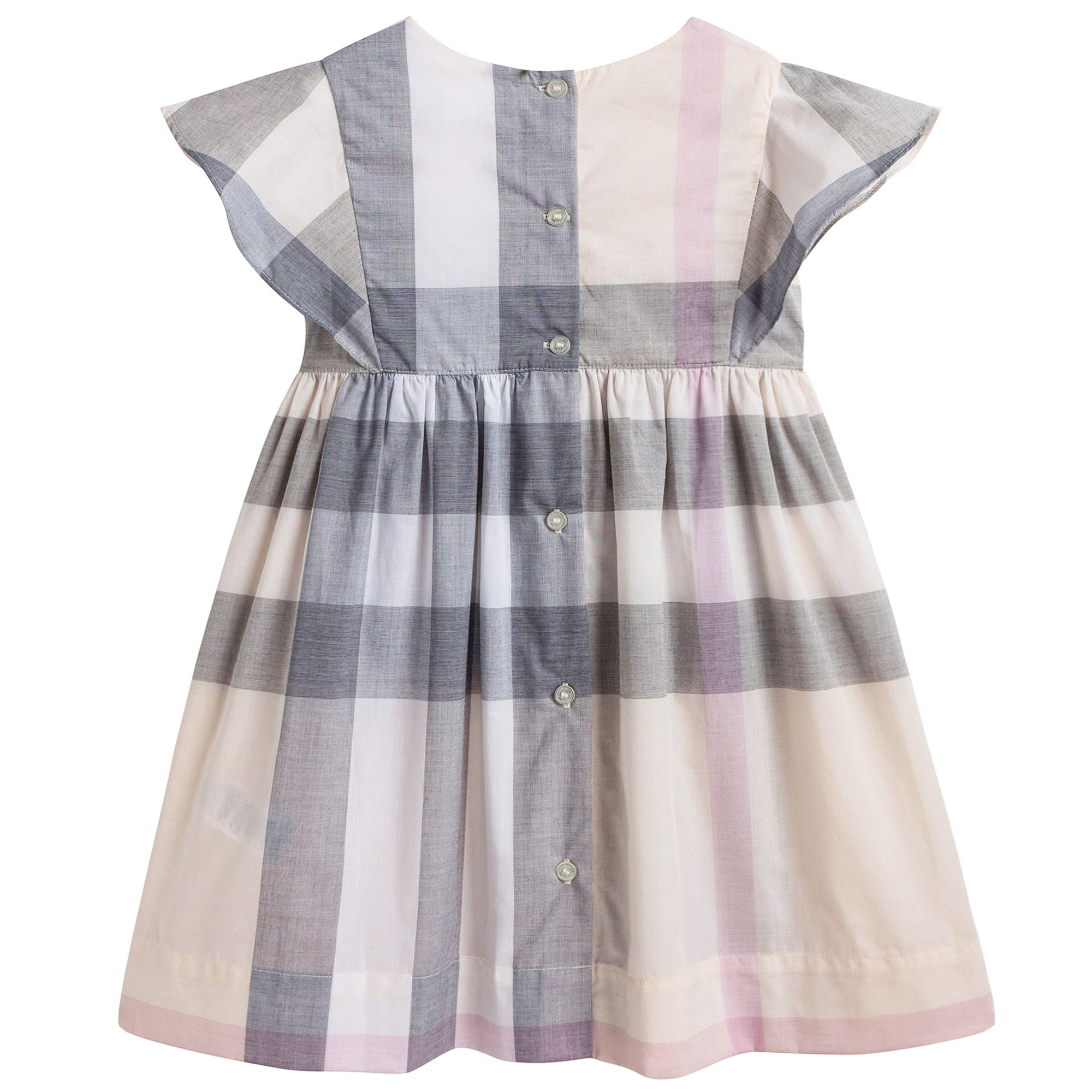 Girls Apricot Check Cotton Dress