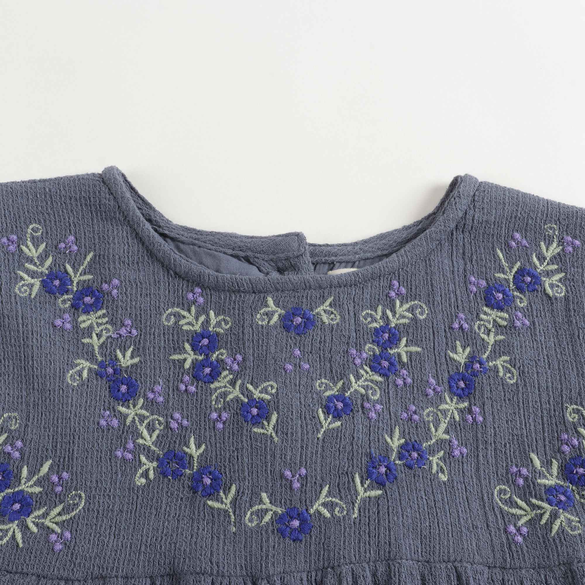 Girls Blue Flowers Cotton Dress