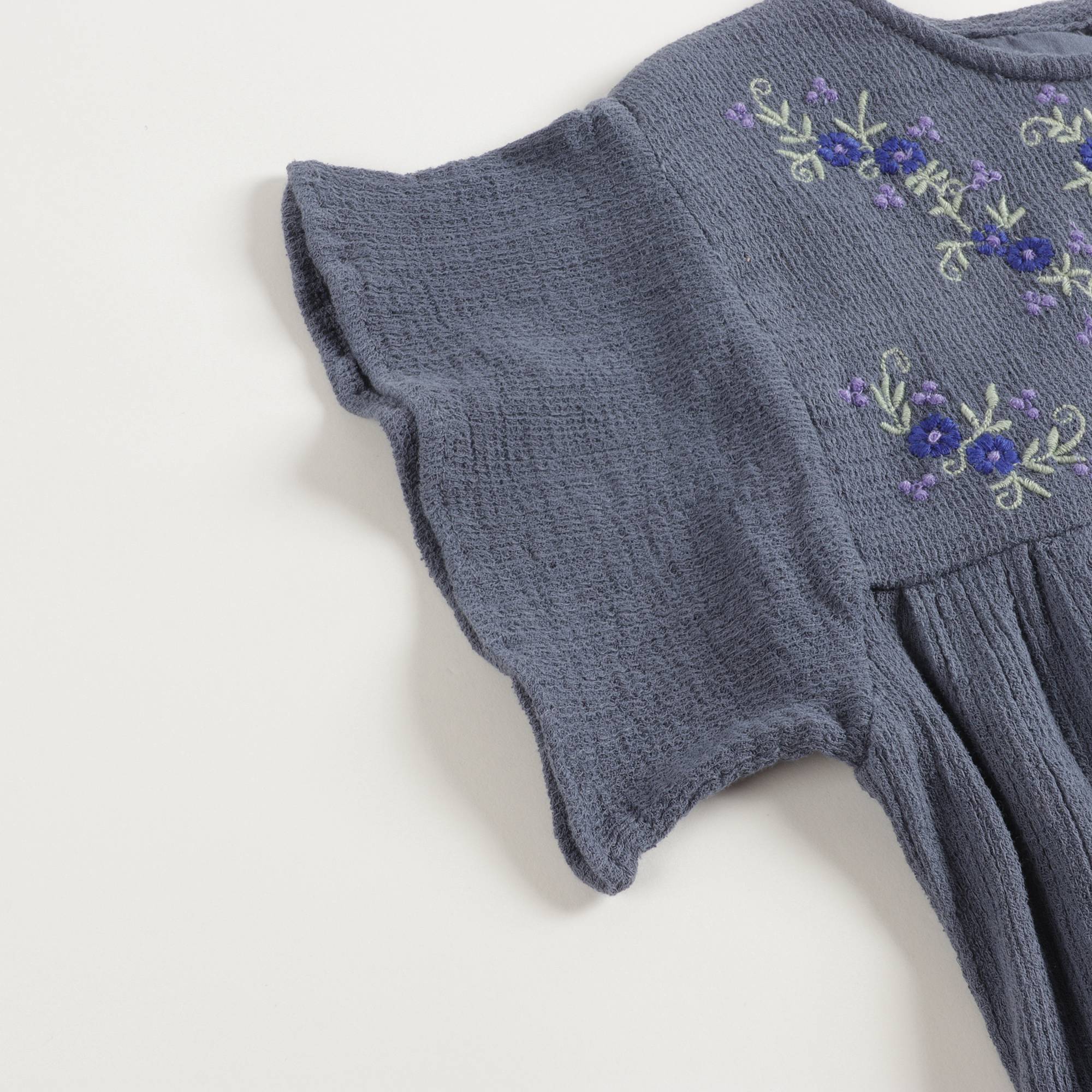 Girls Blue Flowers Cotton Dress