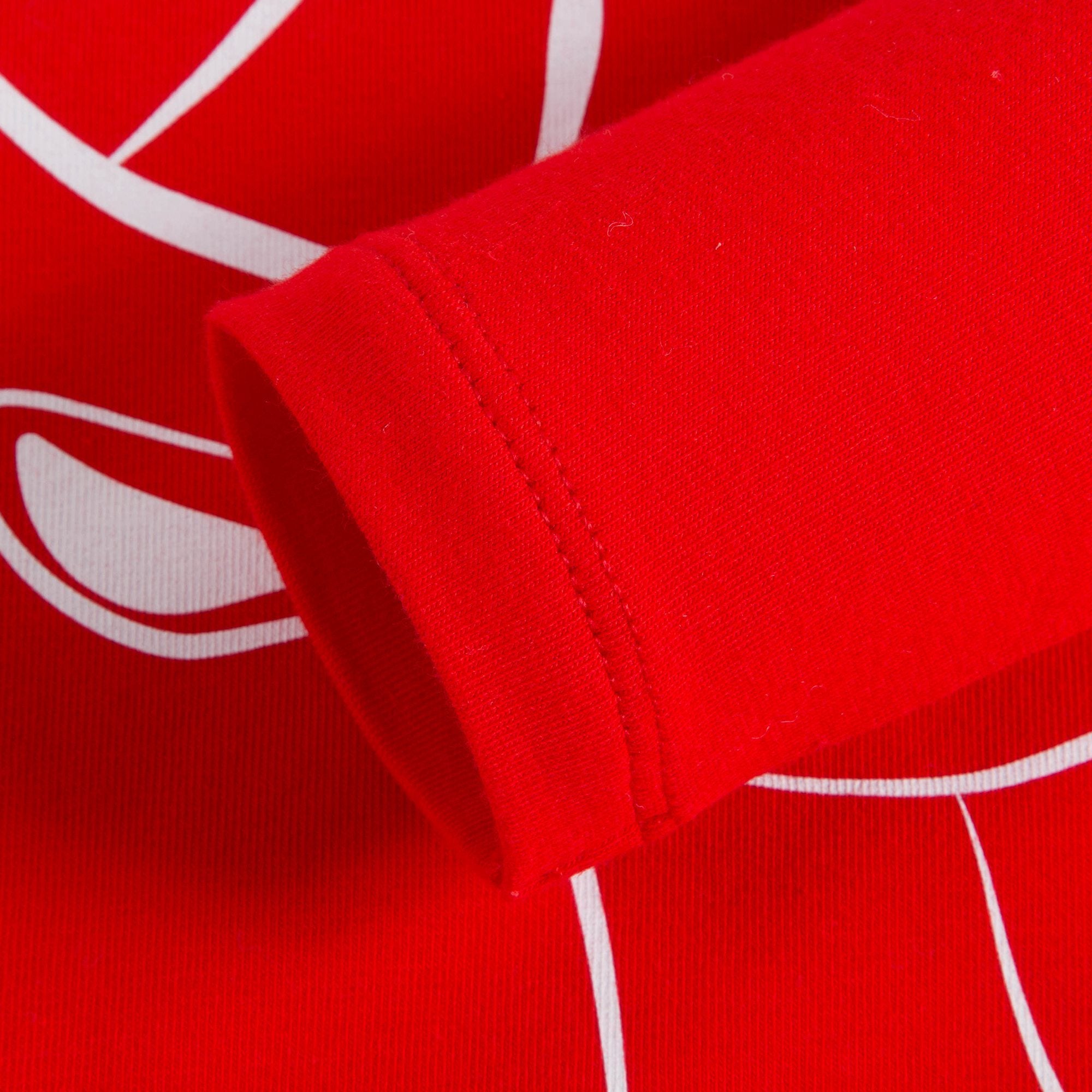 Girls Lava Red & Solver Cotton T-shirt