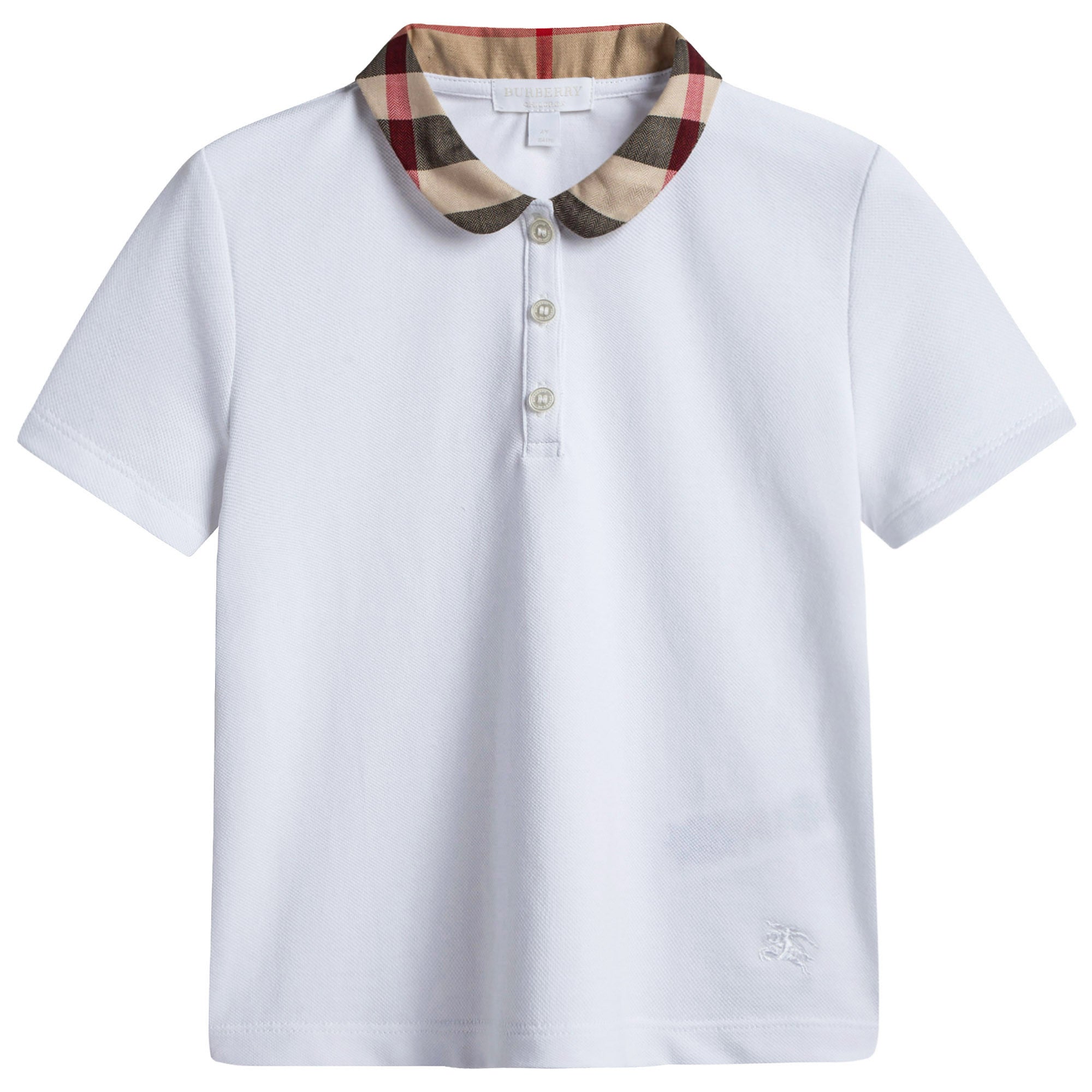 Girls White Cotton Polo Shirt