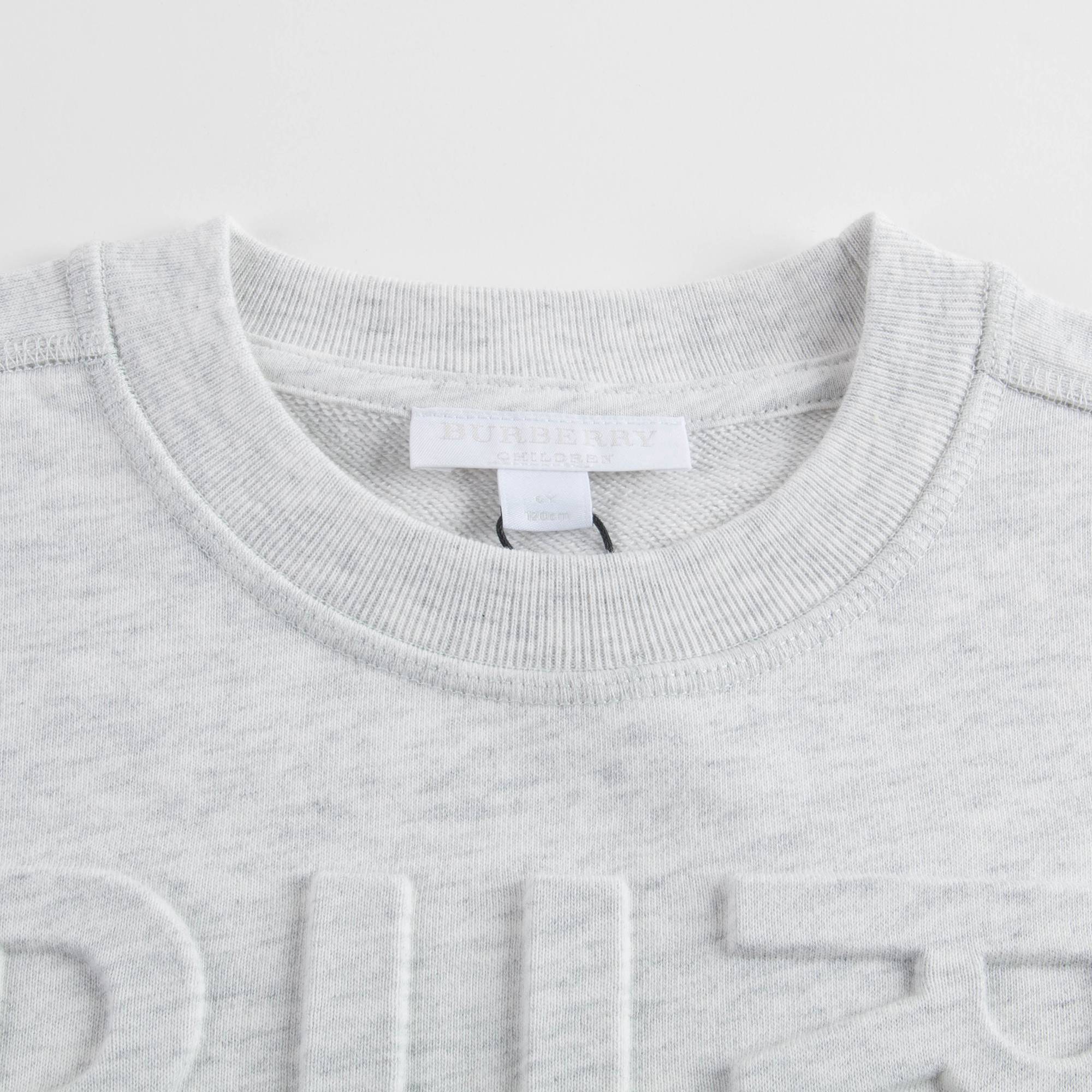 Girls White Melange Logo Cotton Sweatshirt