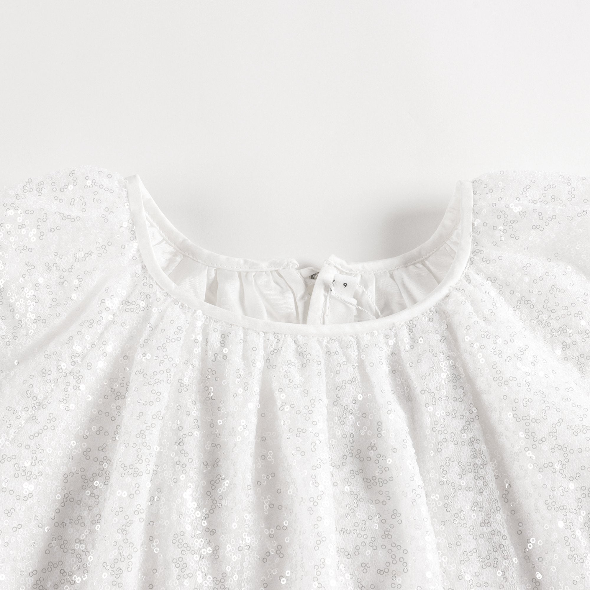 Girls White Glitter Dress