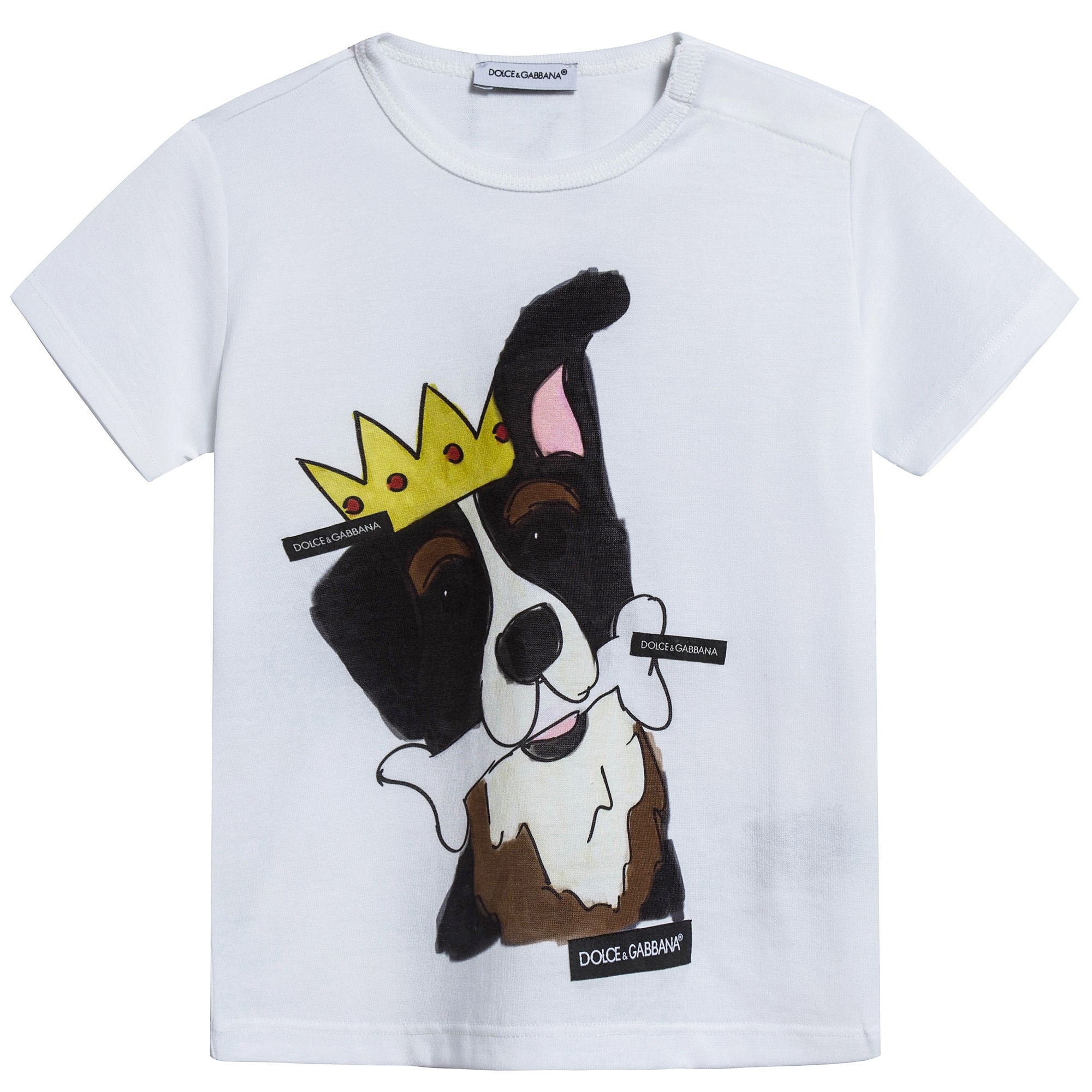 Baby White "Dog" Cotton T-shirt