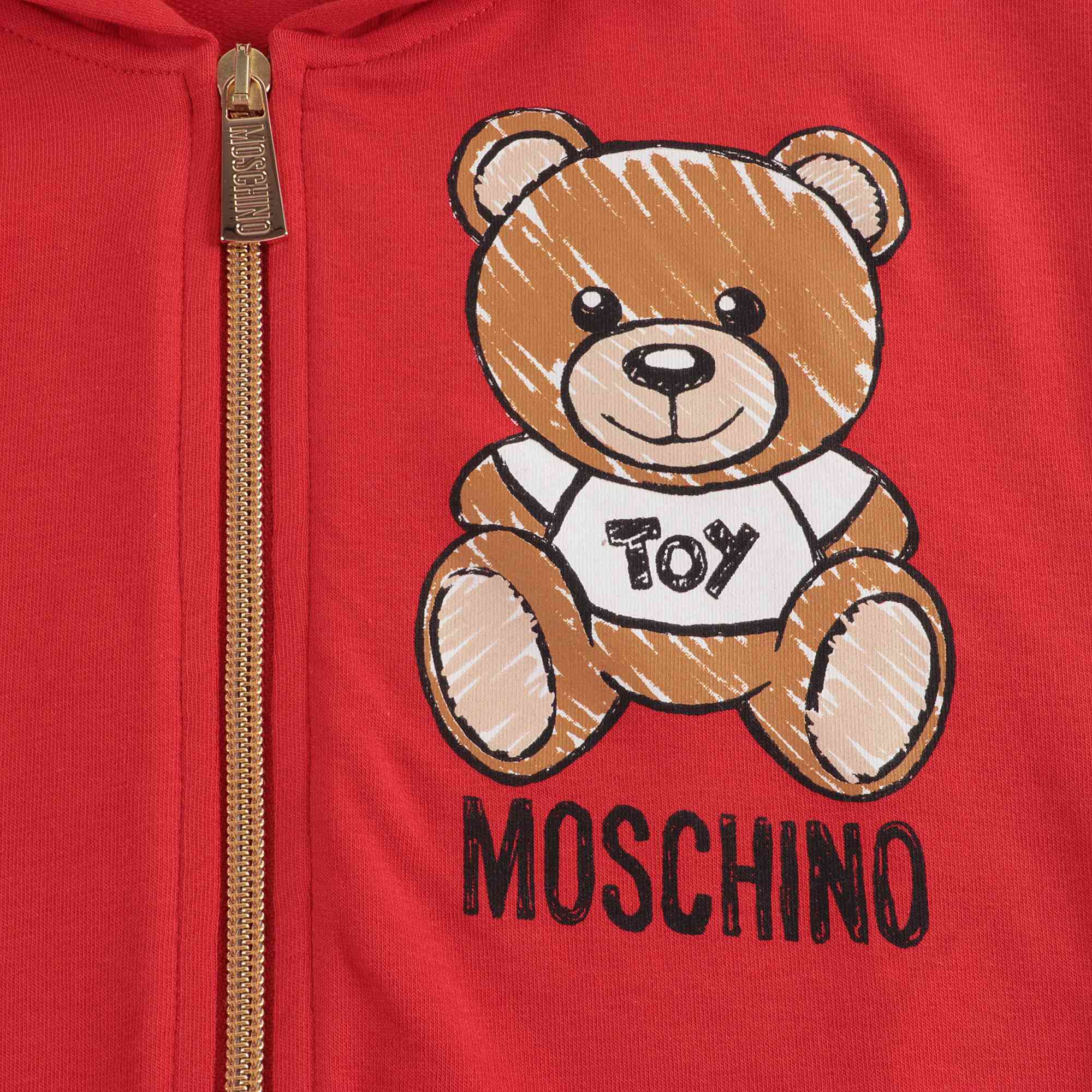 Girls Red Teddy Zip Sweatshirt