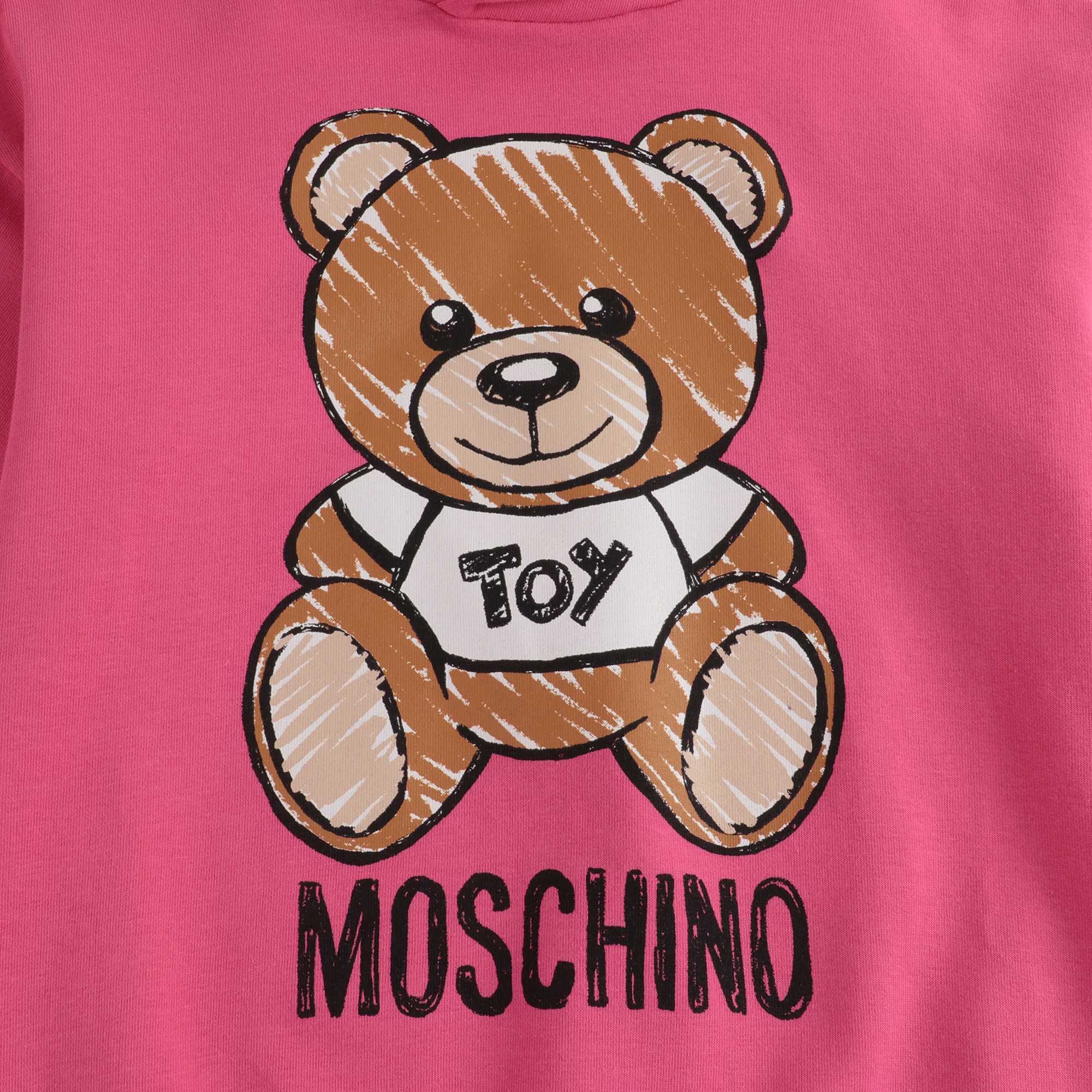 Girls Fuxia Teddy Hooded Cotton Sweatshirt