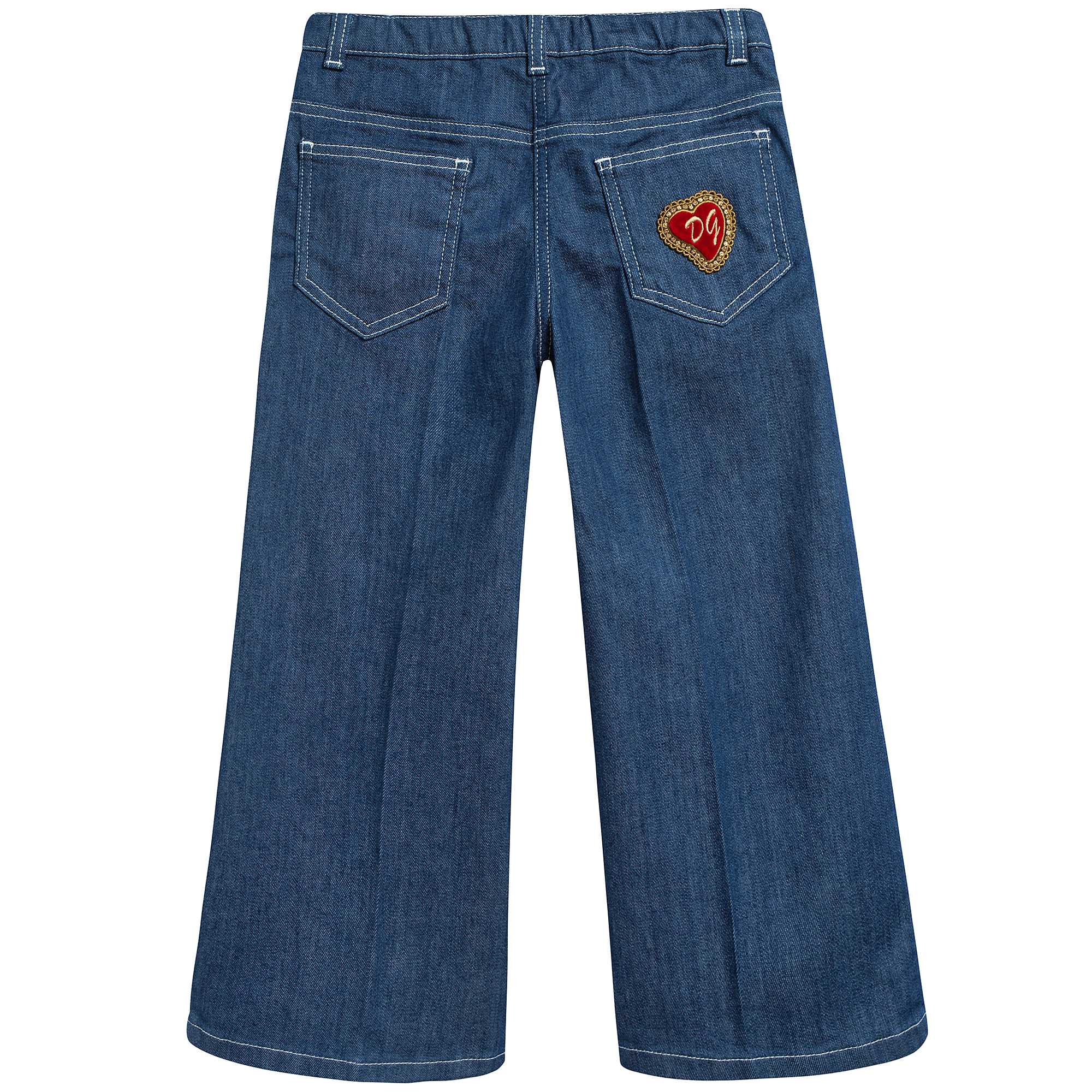 Girls Blue Scurissimo Cotton Broad Leg Pants