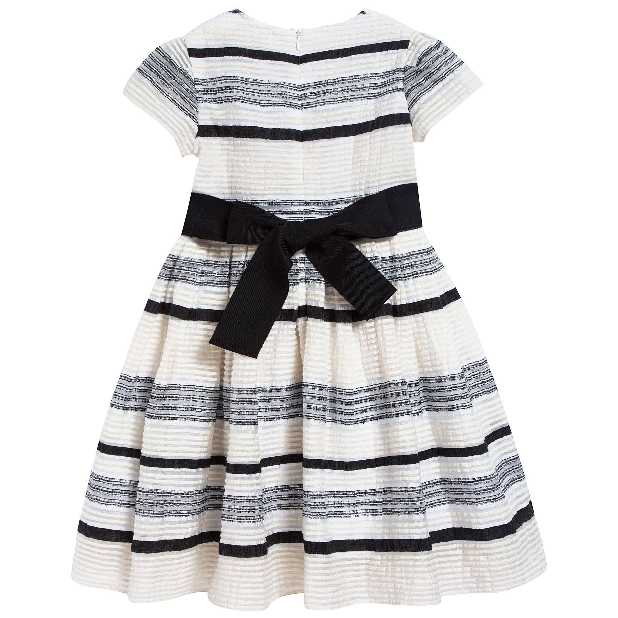 Girls White & Black Stripes Dress