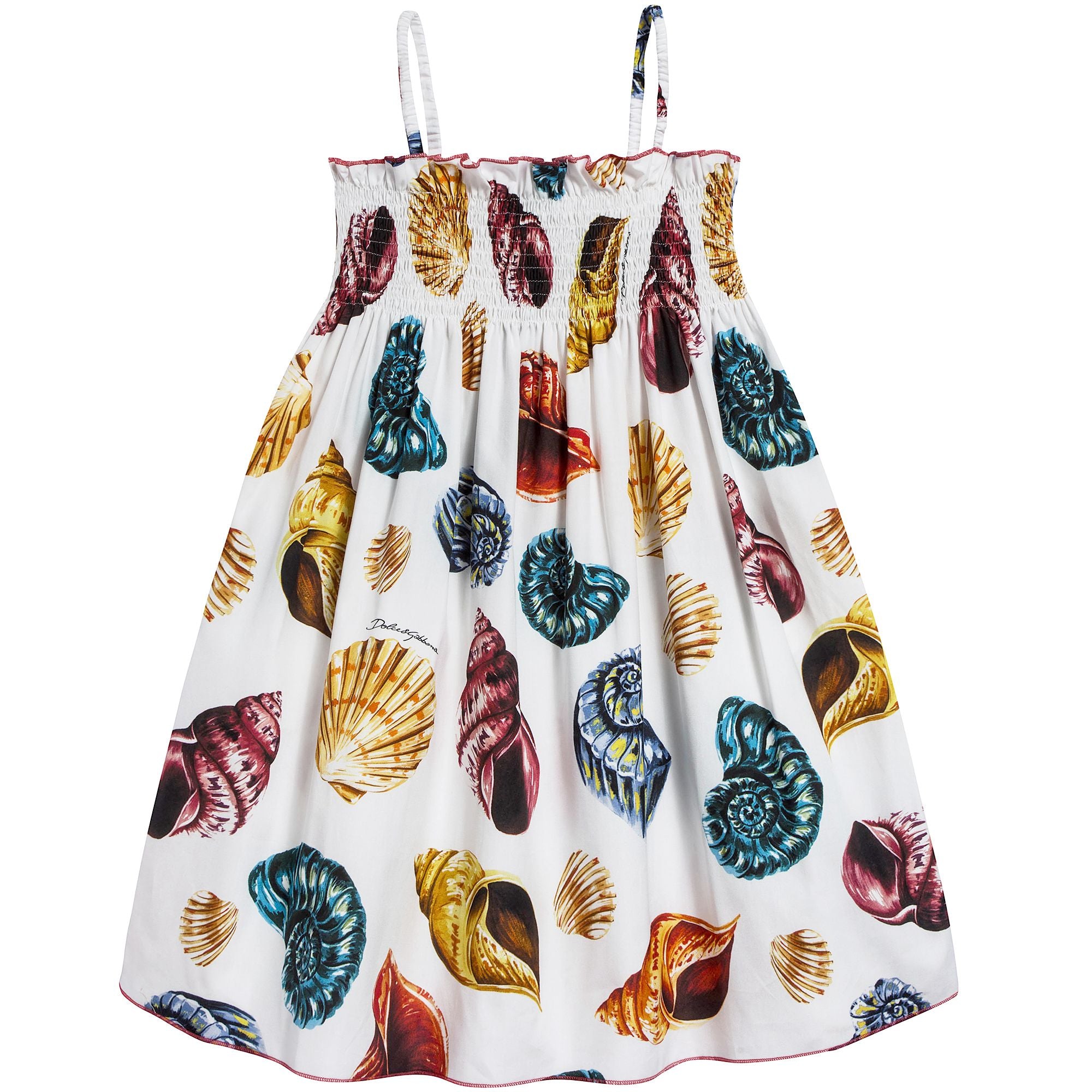 Girls White Conch Cotton Dress