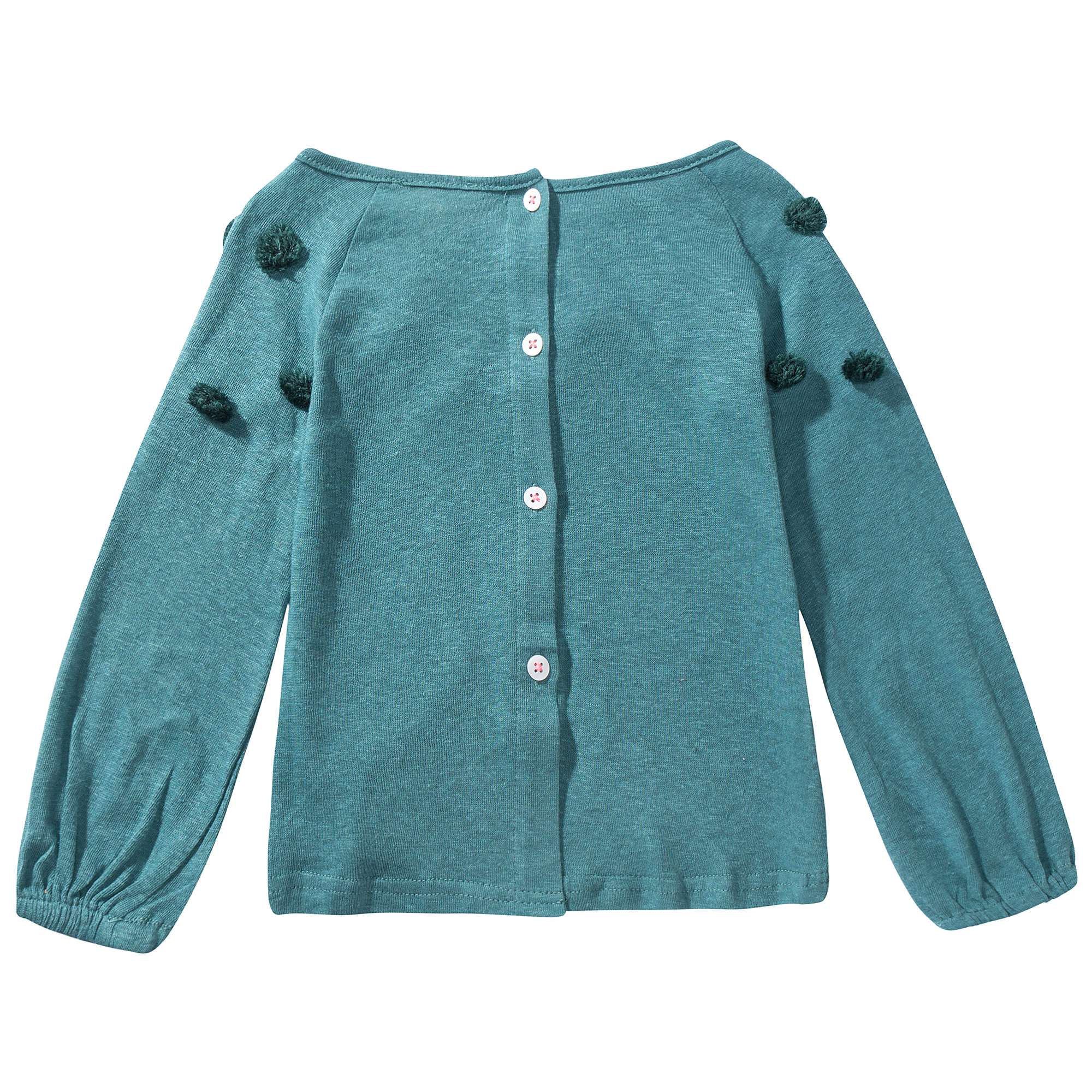 Girls Peacock Blue Cotton T-shirt
