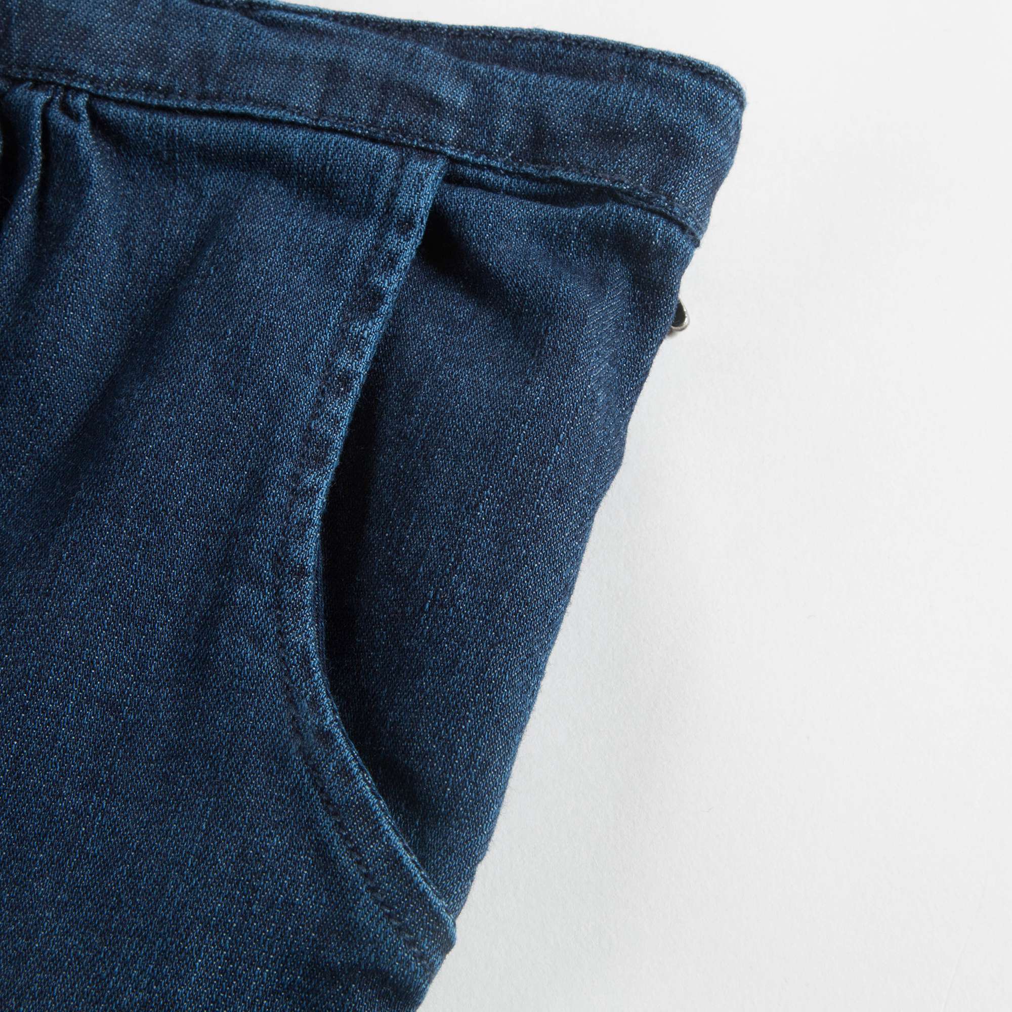 Girls Denim Blue Cotton Trousers