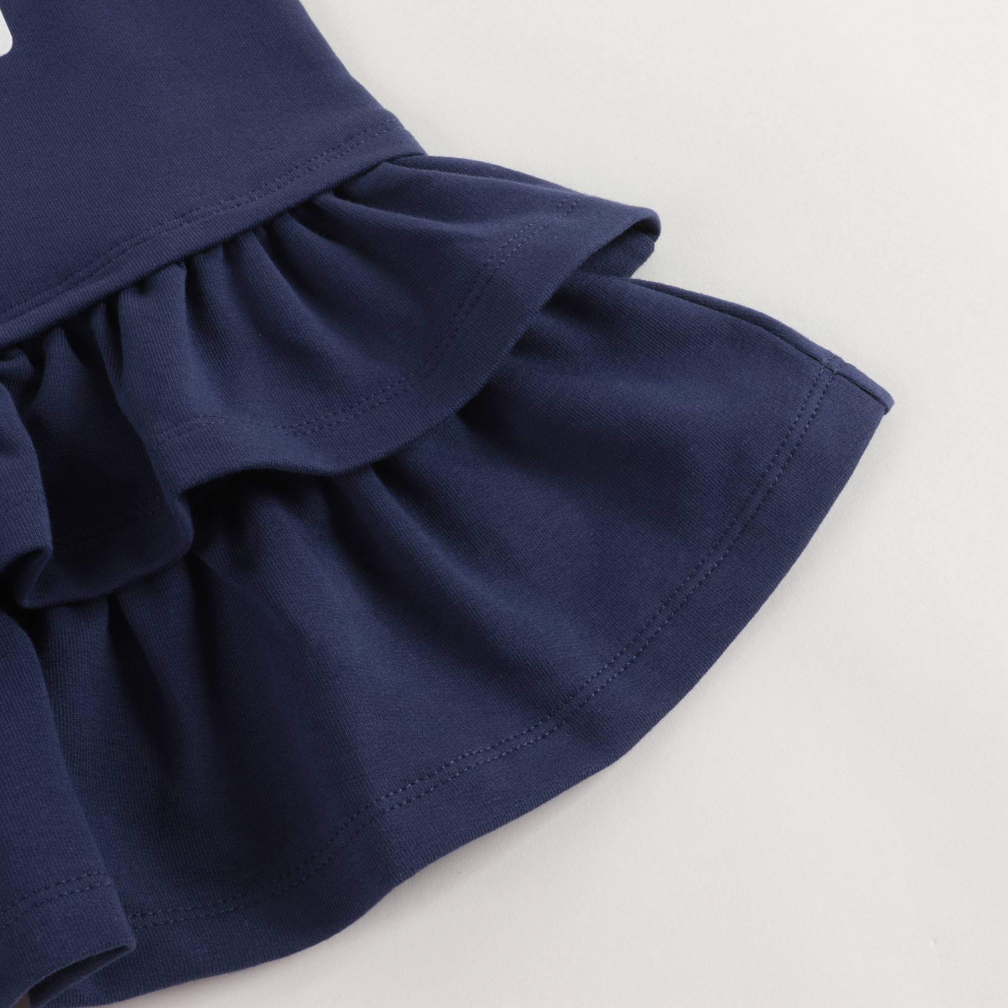 Baby Girls Navy Blue Teddy Cotton Dress
