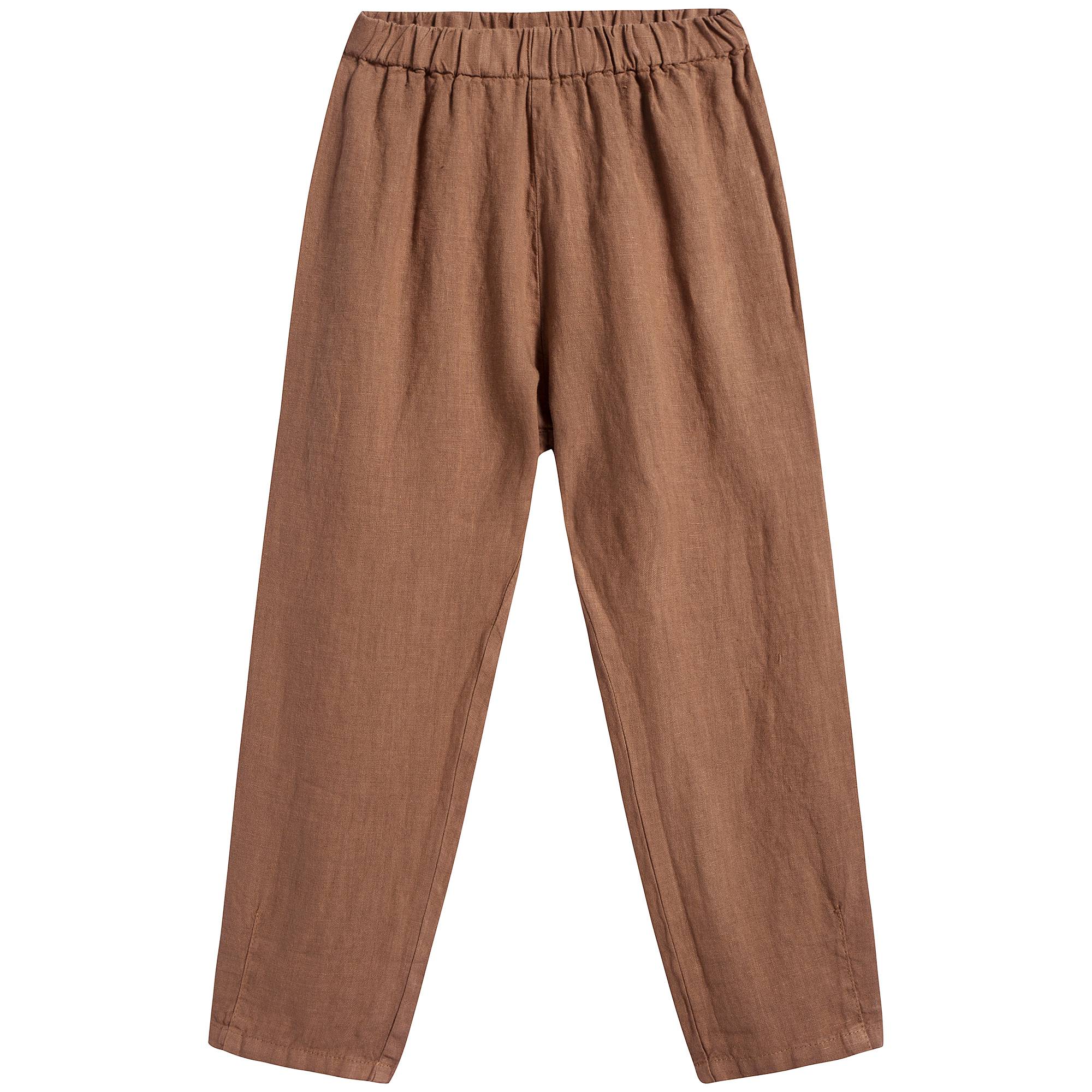 Girls Brown Linen Trousers