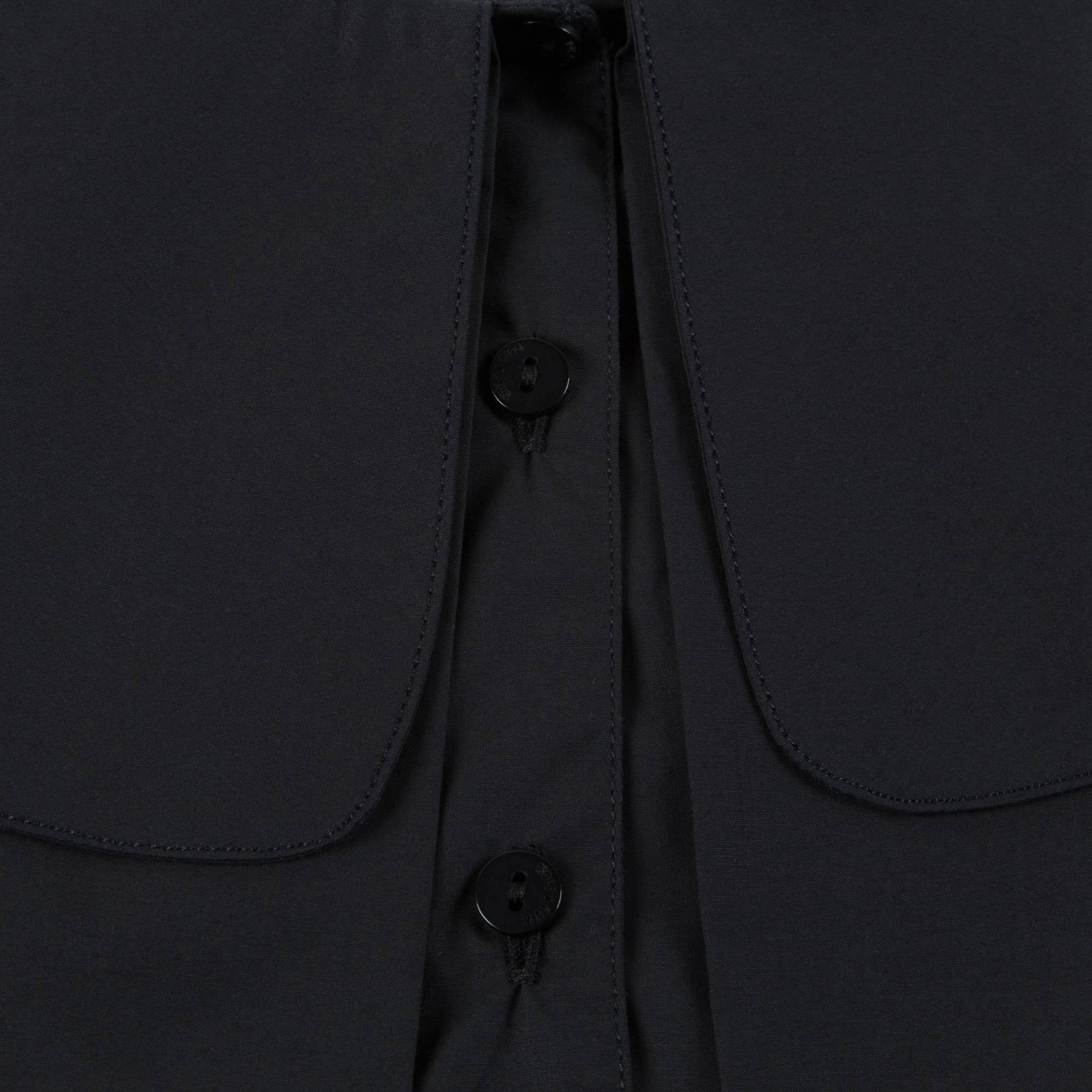 Girls Black Cotton Collar Top
