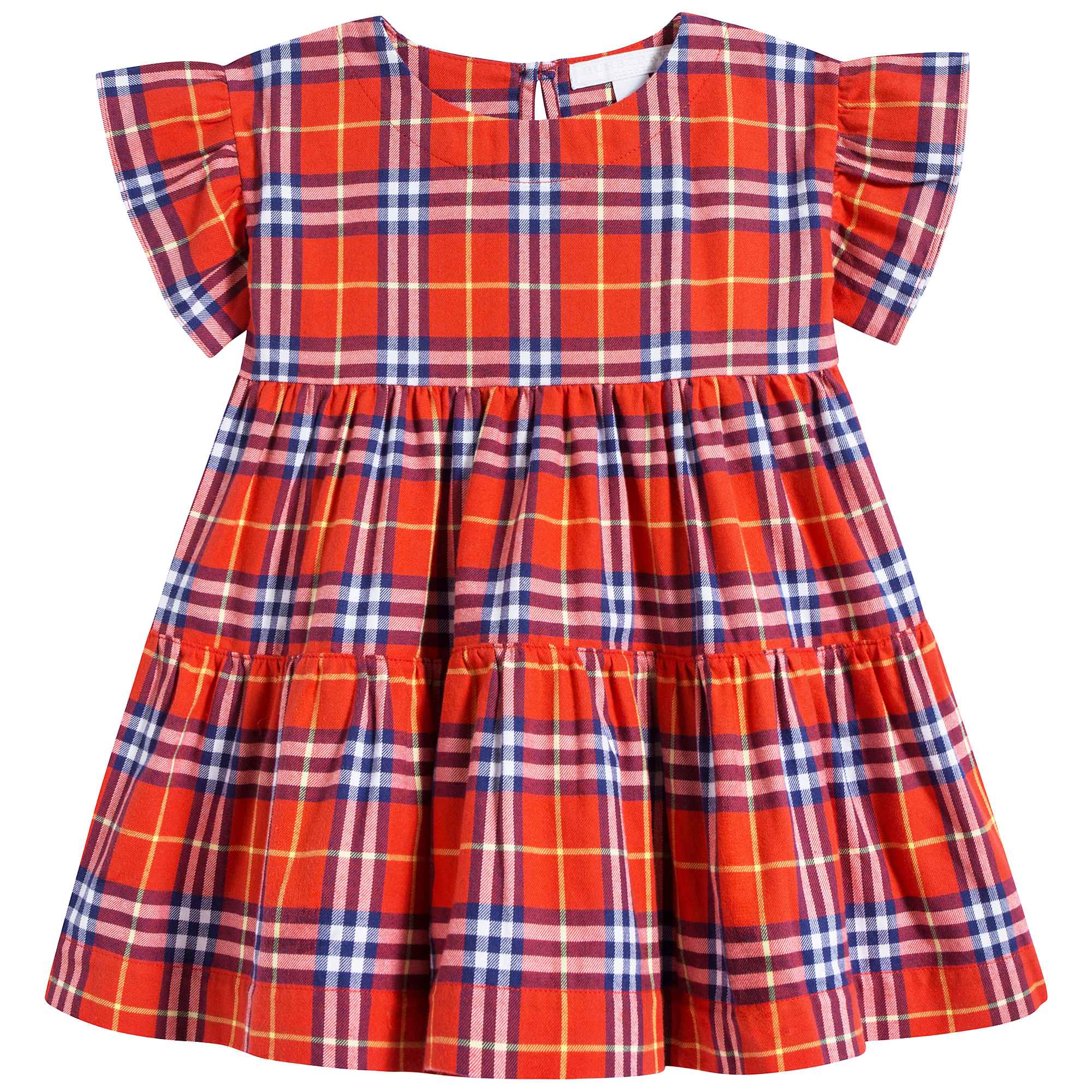 Baby Orange Red Check Cotton Dress