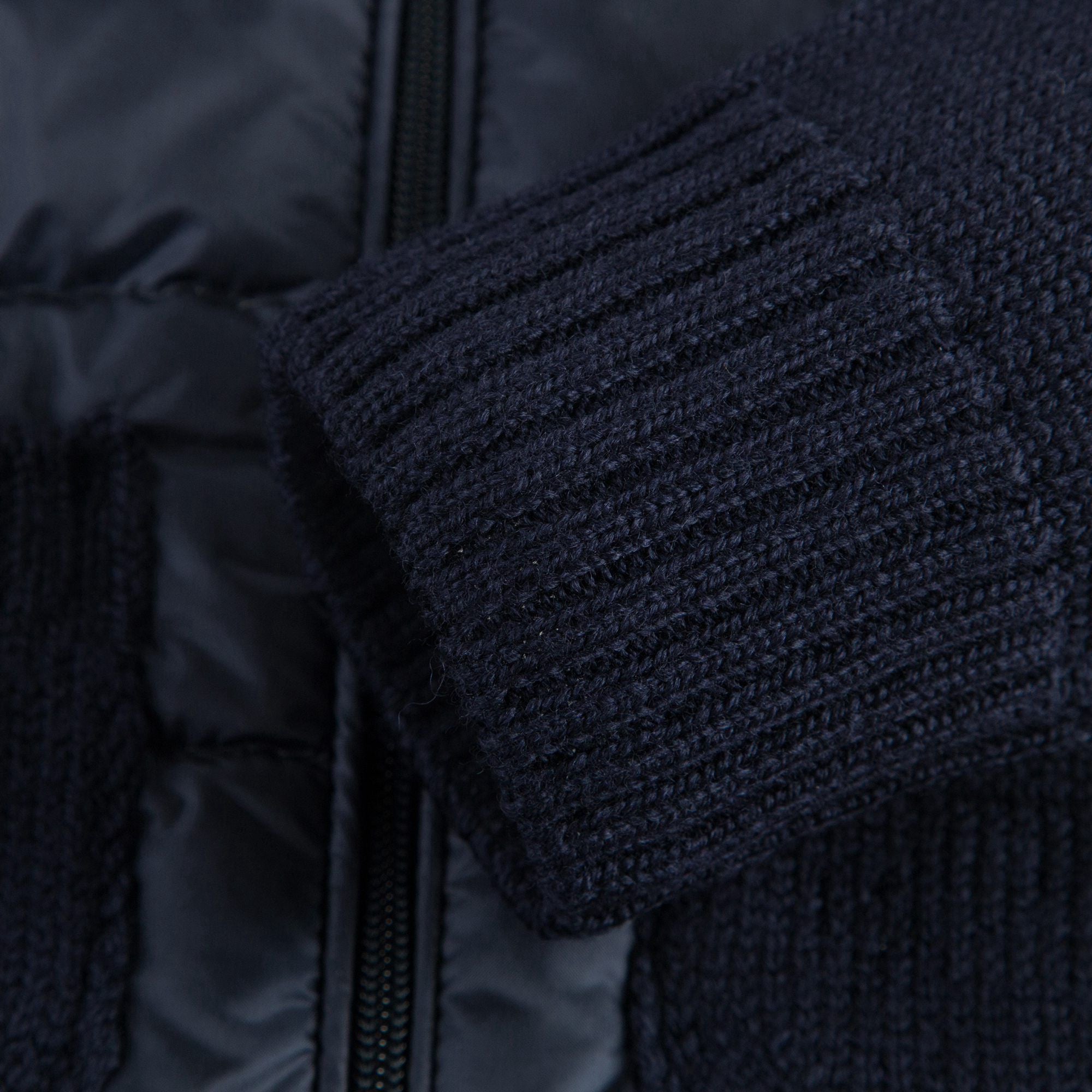 Girls Blue Knitted & Down Padded Zip-up Top