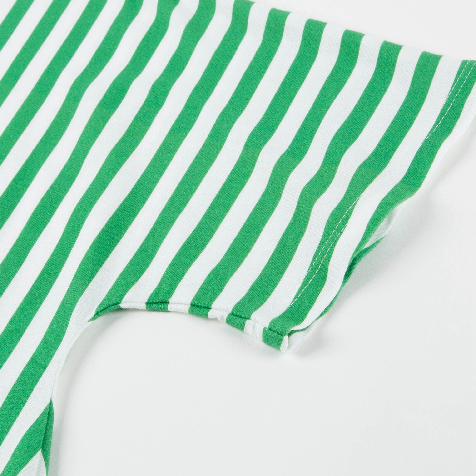 Girls Green Stripes Cotton Dress