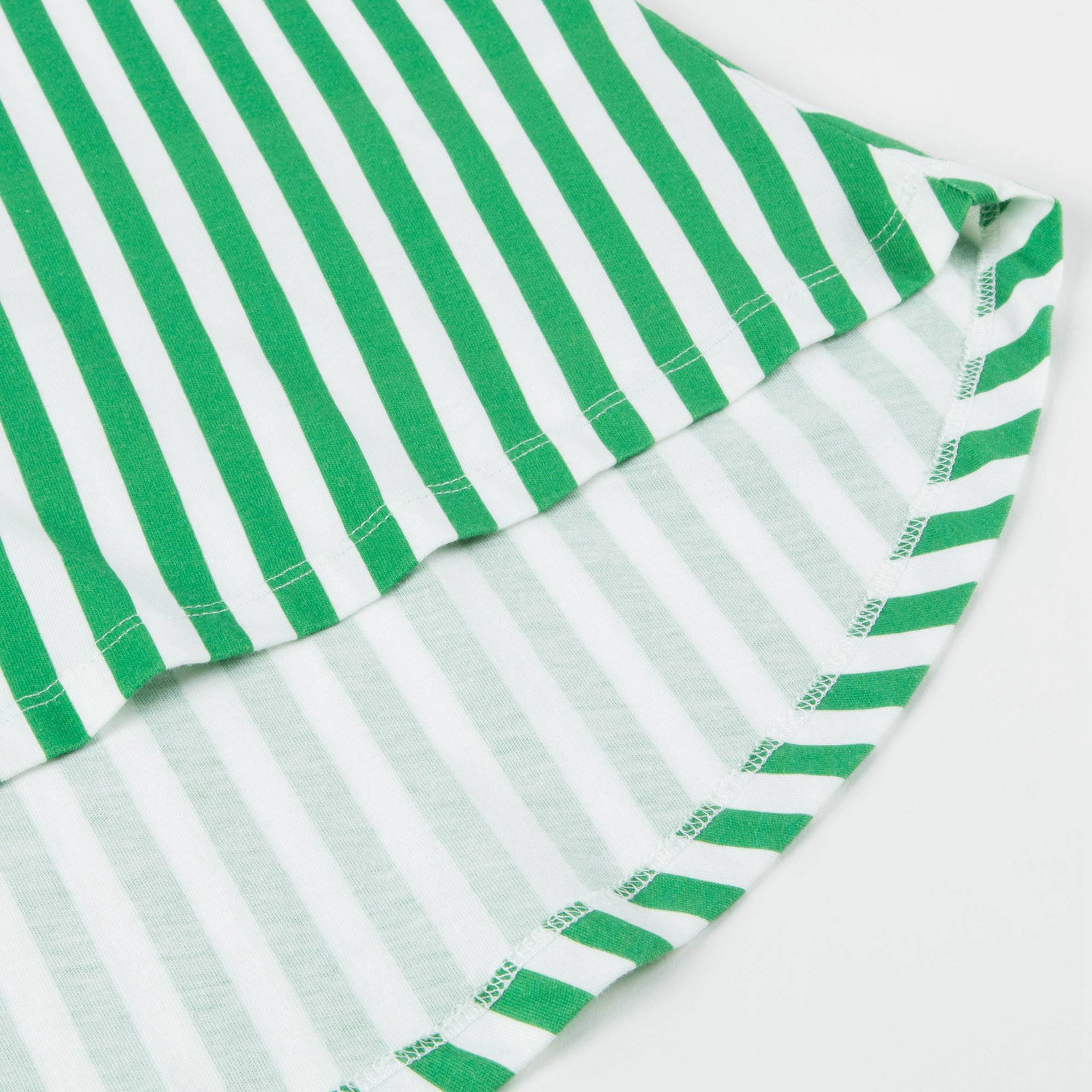 Girls Green Stripes Cotton Dress