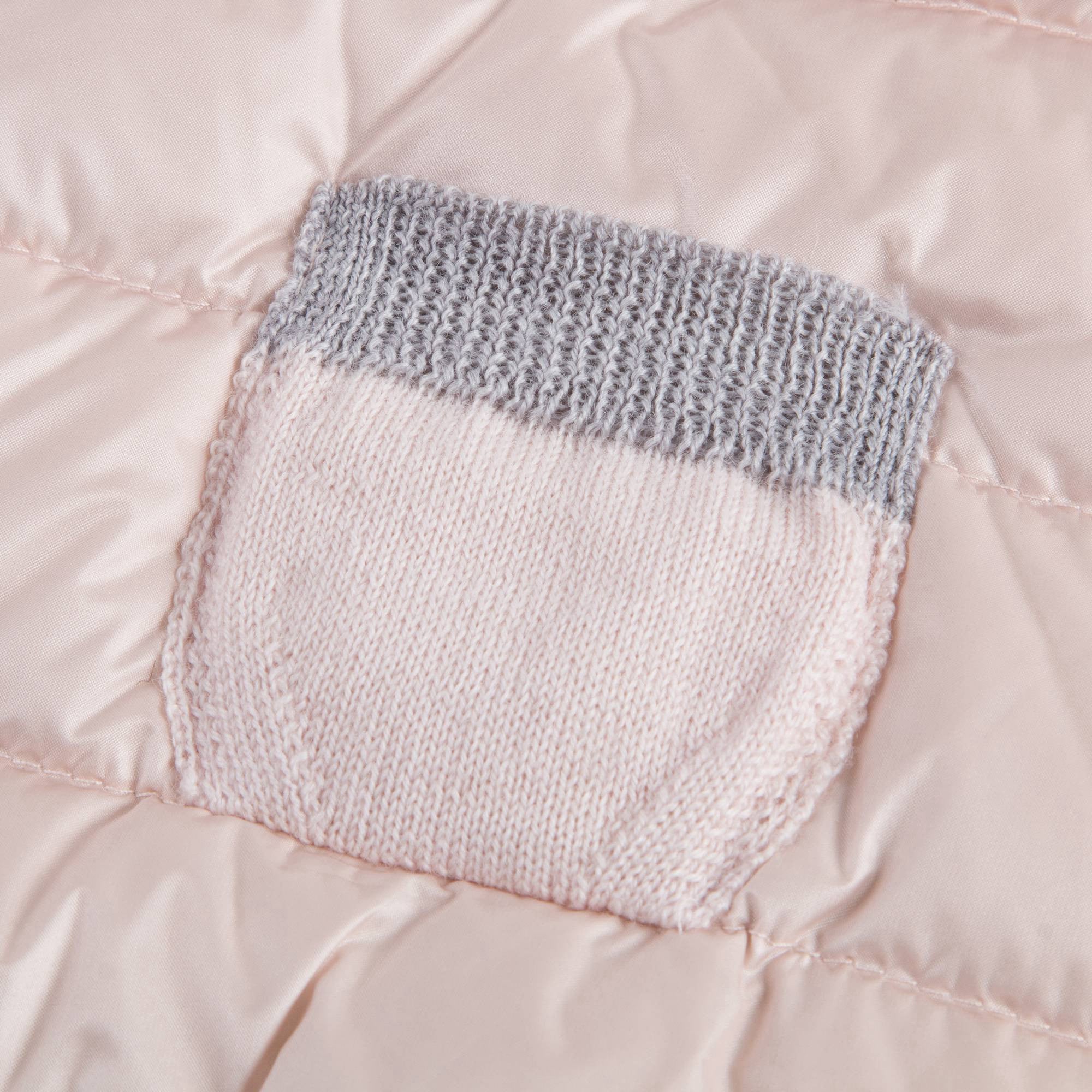 Baby Girls Pink Down Padded Cardigan With Grey Trim