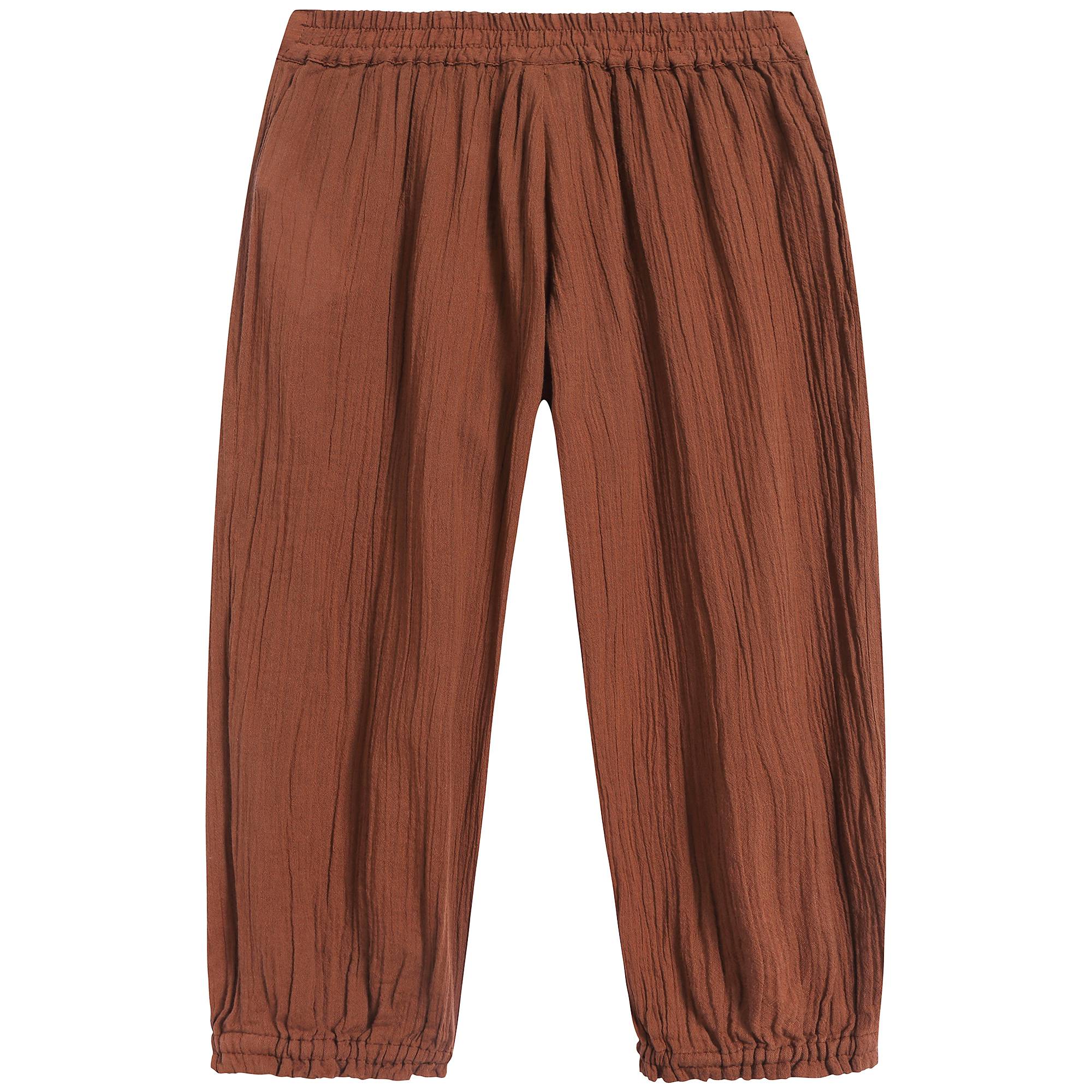 Girls Chocolate Brown Cotton Trousers