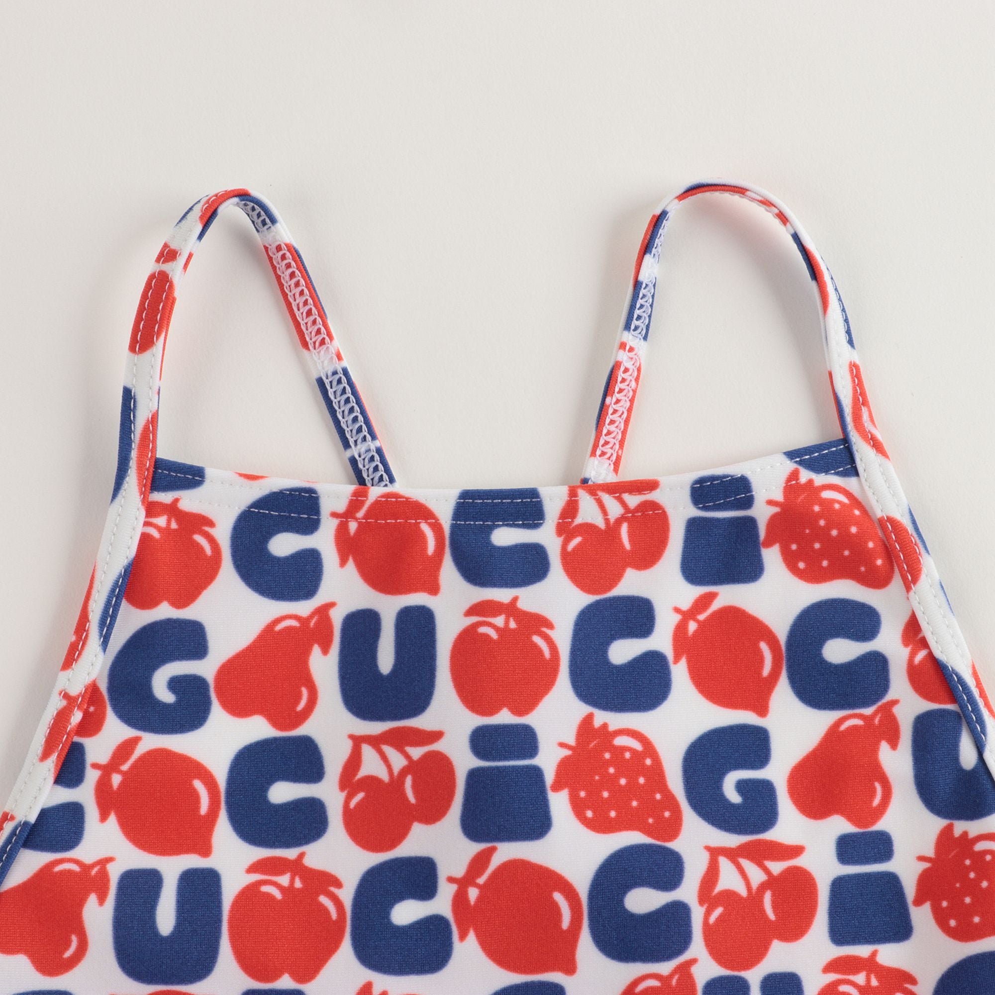 Baby Girls Red & Blue Logo Swimsuit
